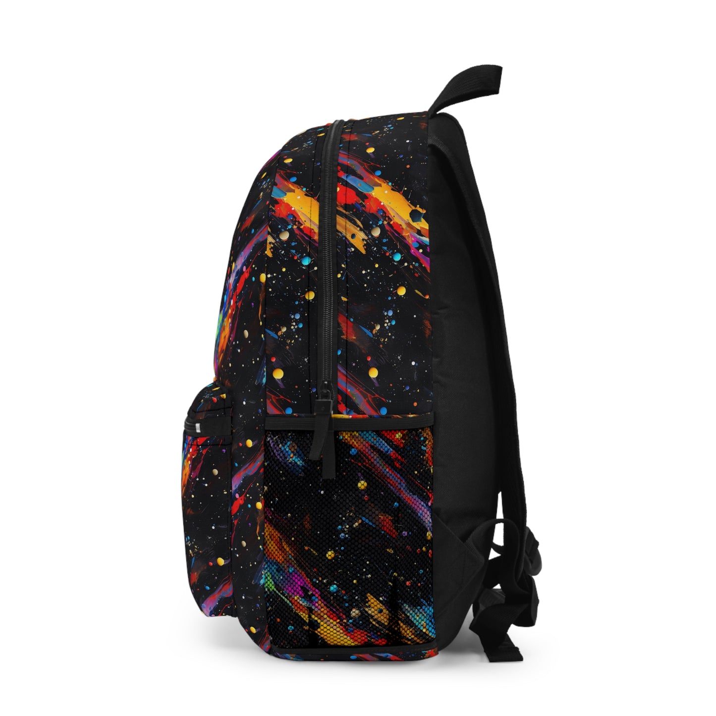 Colorful Galaxy Backpack on a Black Background