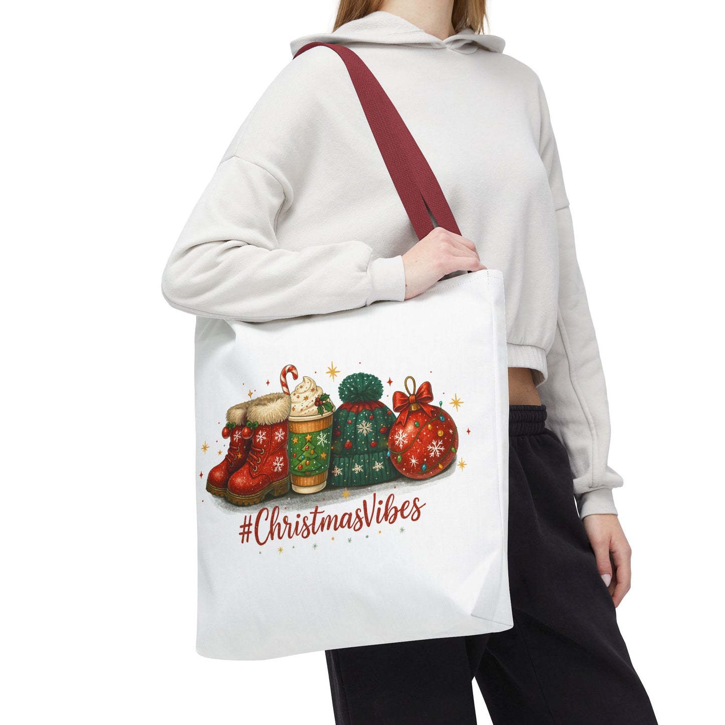 Christmas Vibes Tote Bag for Holiday Shopping