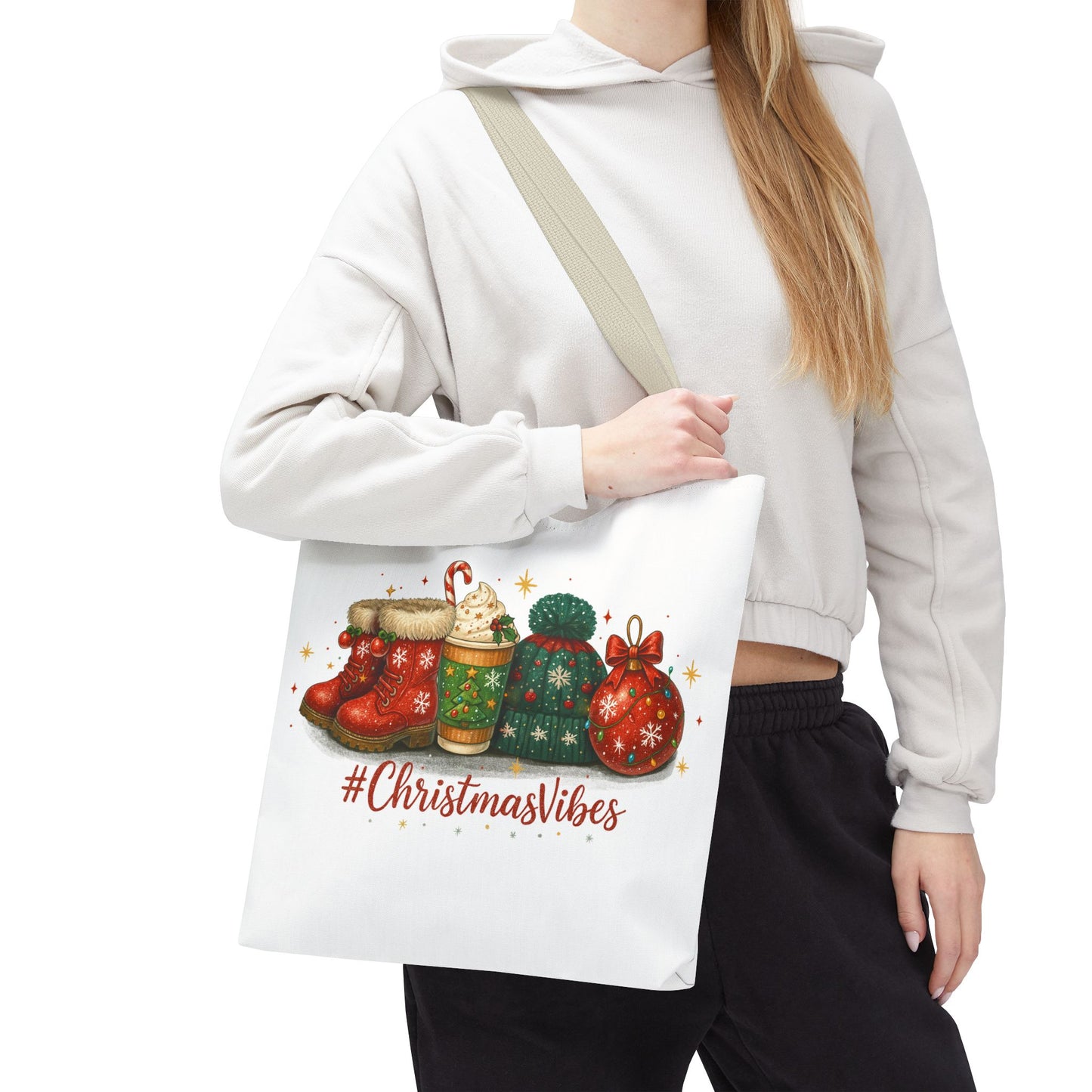 Christmas Vibes Tote Bag for Holiday Shopping