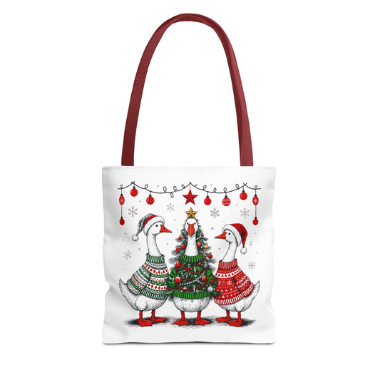 Festive Christmas Geese Tote Bag