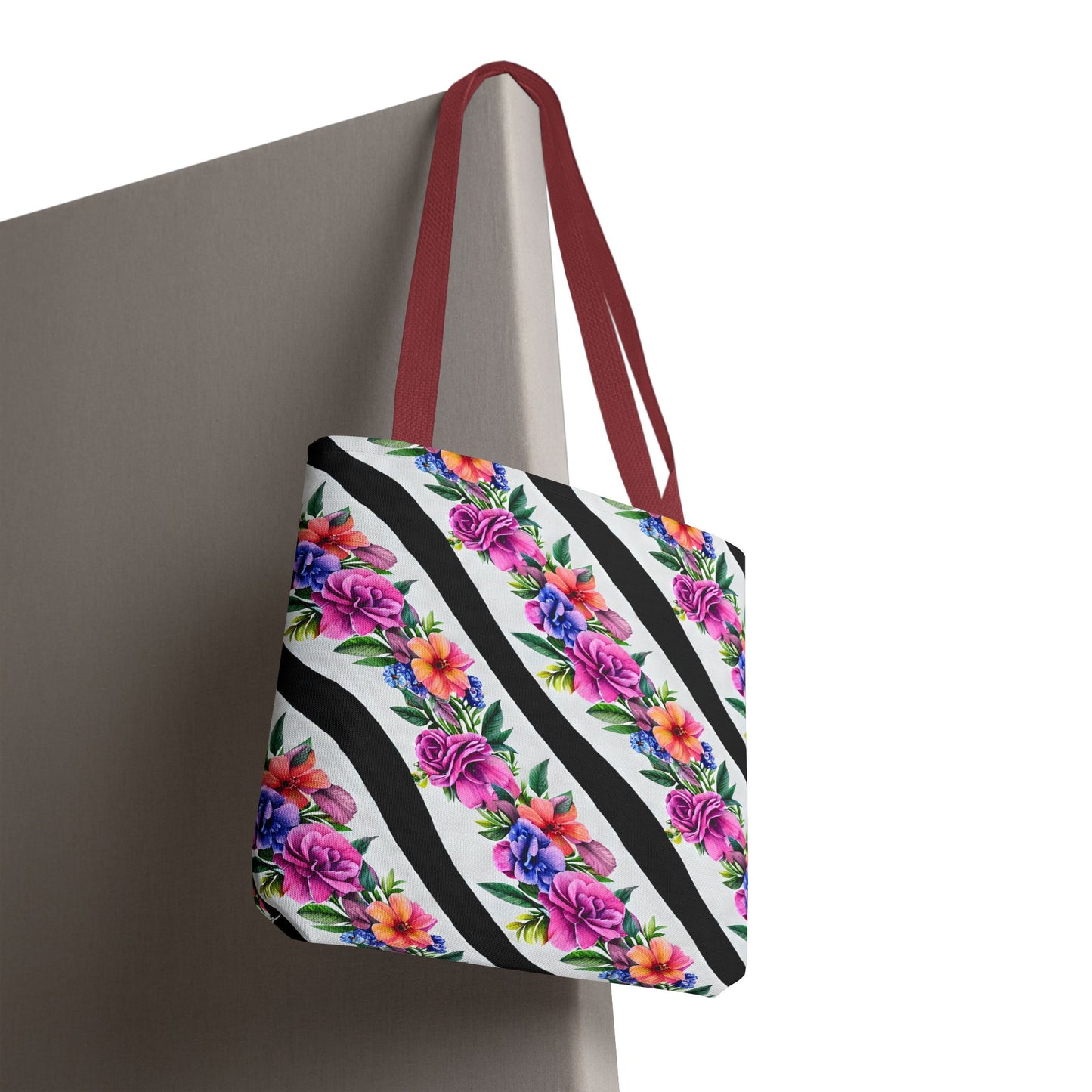 Floral Stripe Tote Bag,