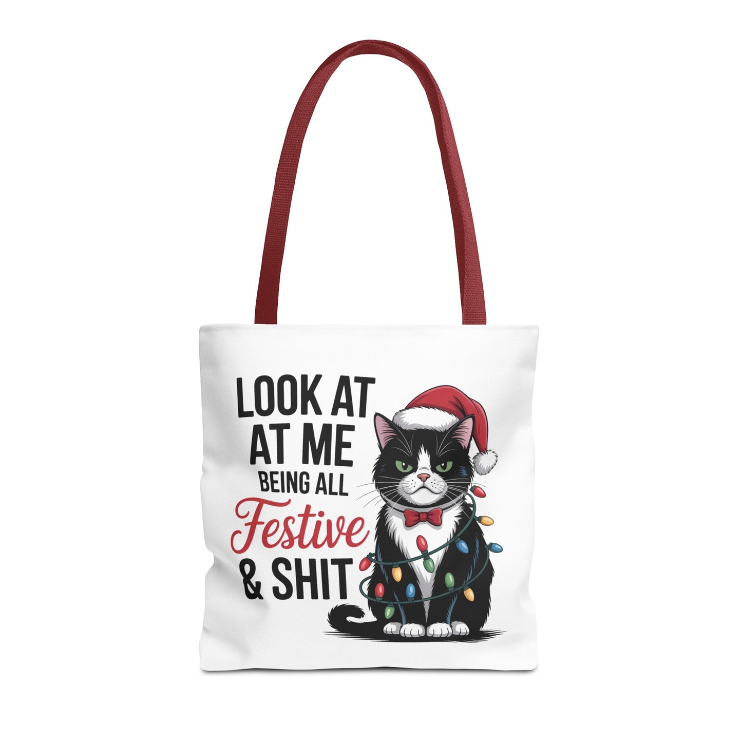 Funny Festive Cat Tote Bag