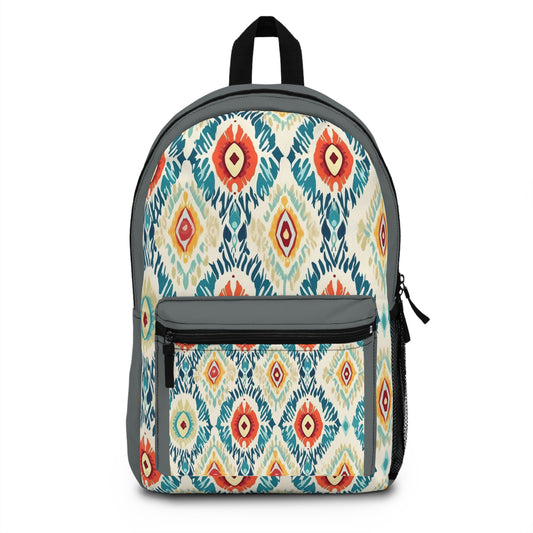 Colorful Pattern Highlights the Grey Backpack