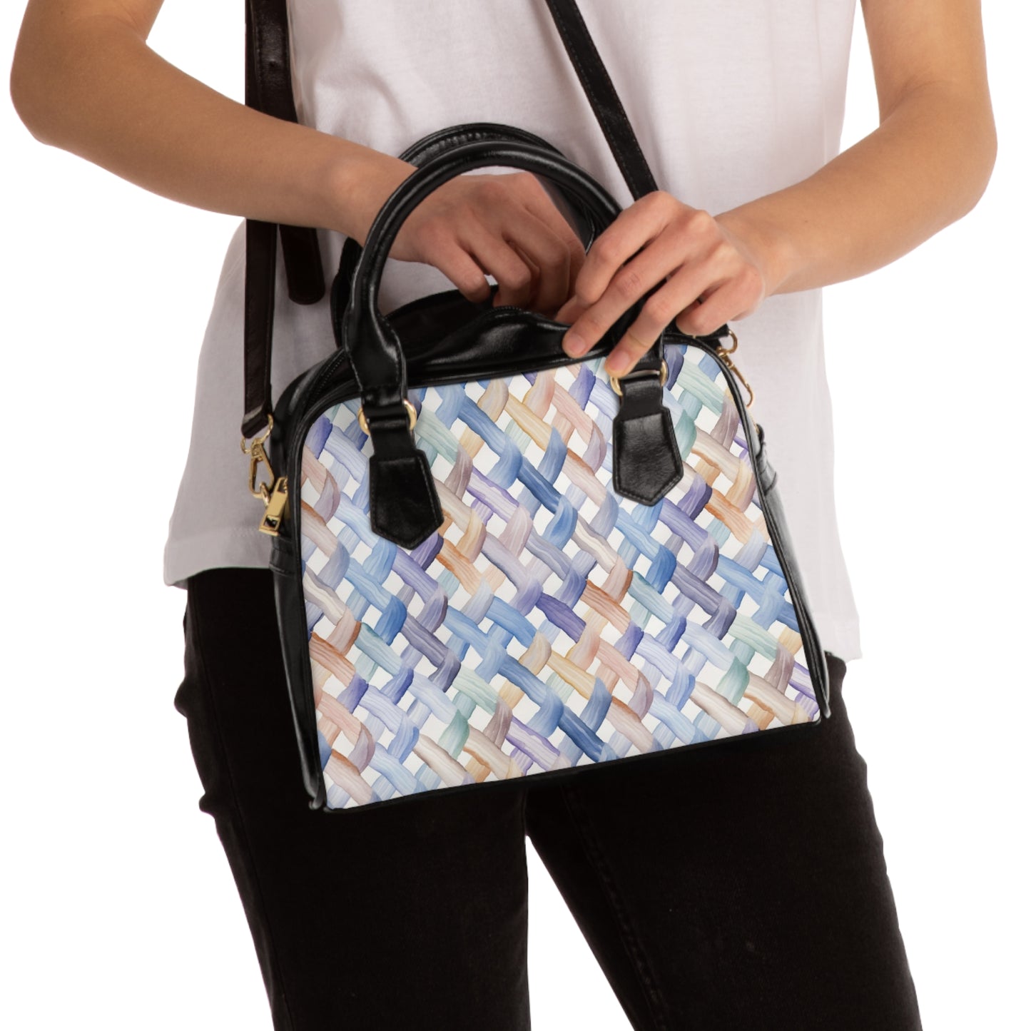 Woven Pattern Shoulder Handbag