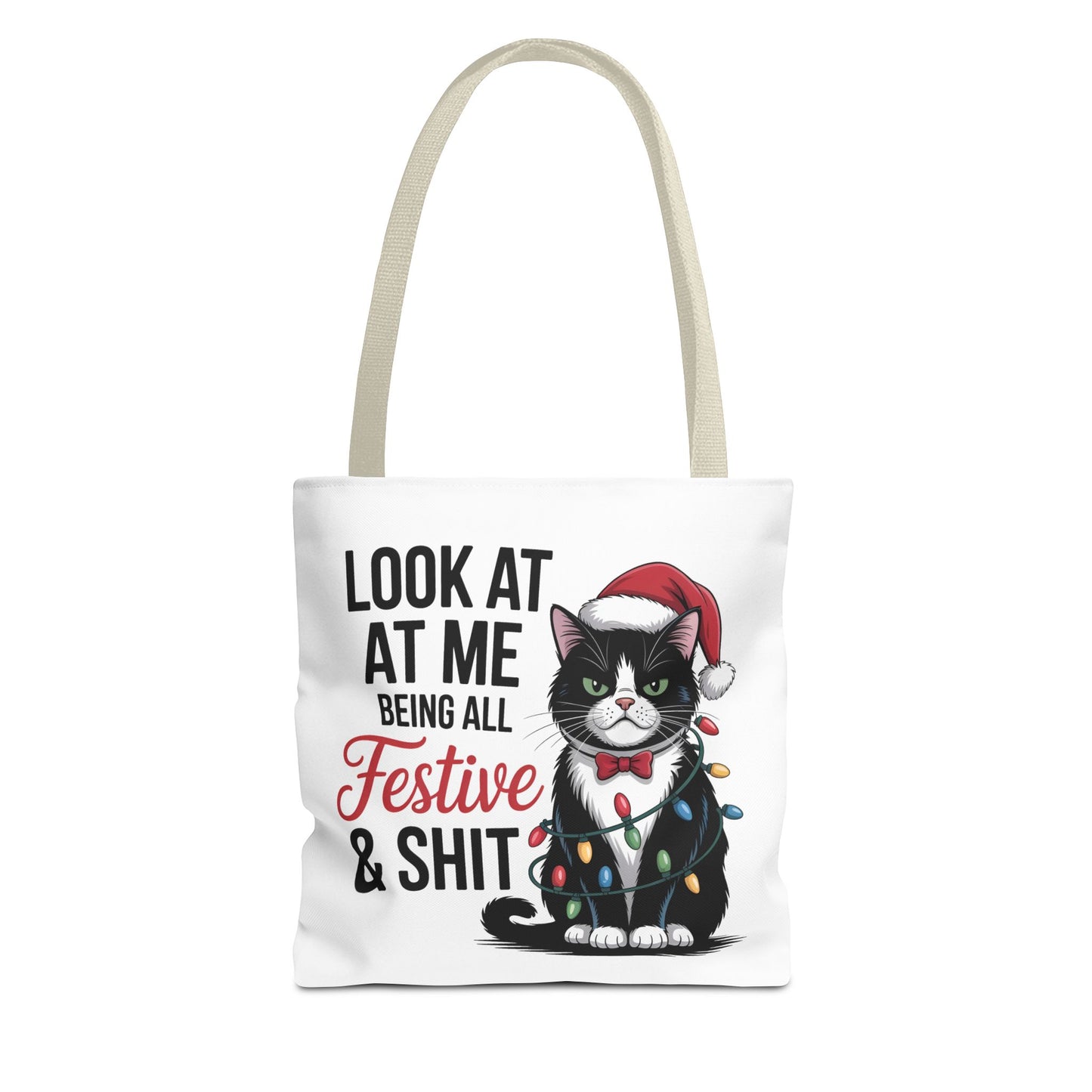 Funny Festive Cat Tote Bag