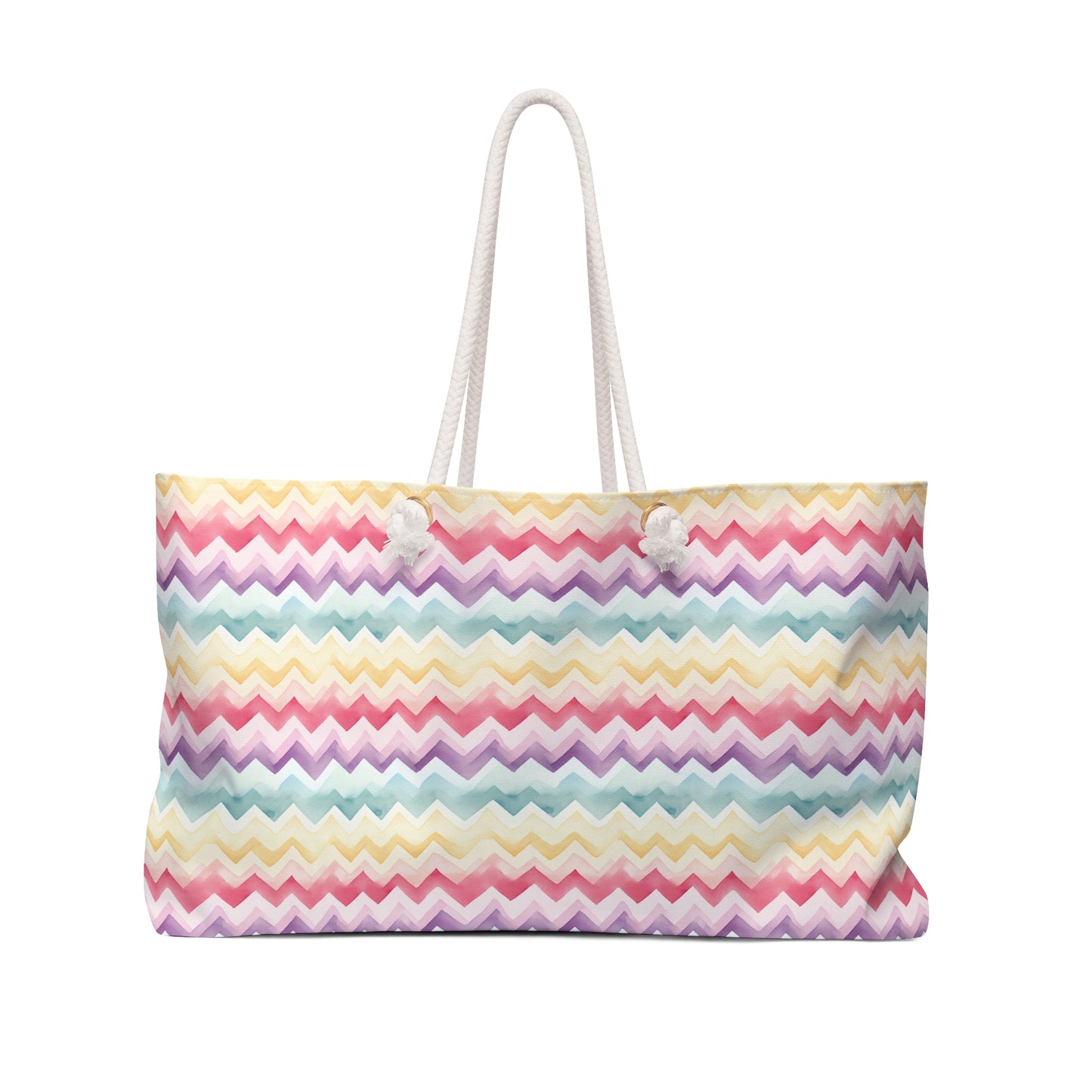 Colorful Zigzag Weekender Bag for Travel, Beach, Gym