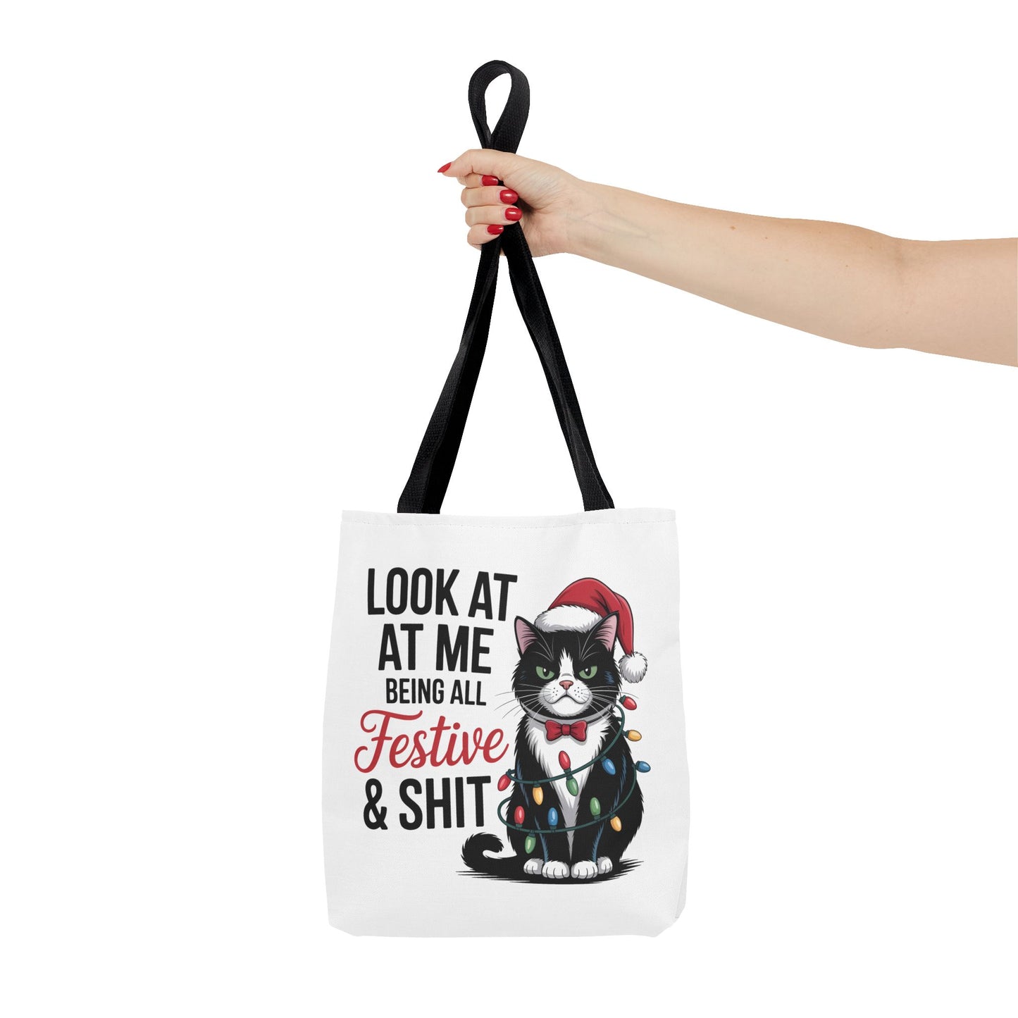 Funny Festive Cat Tote Bag