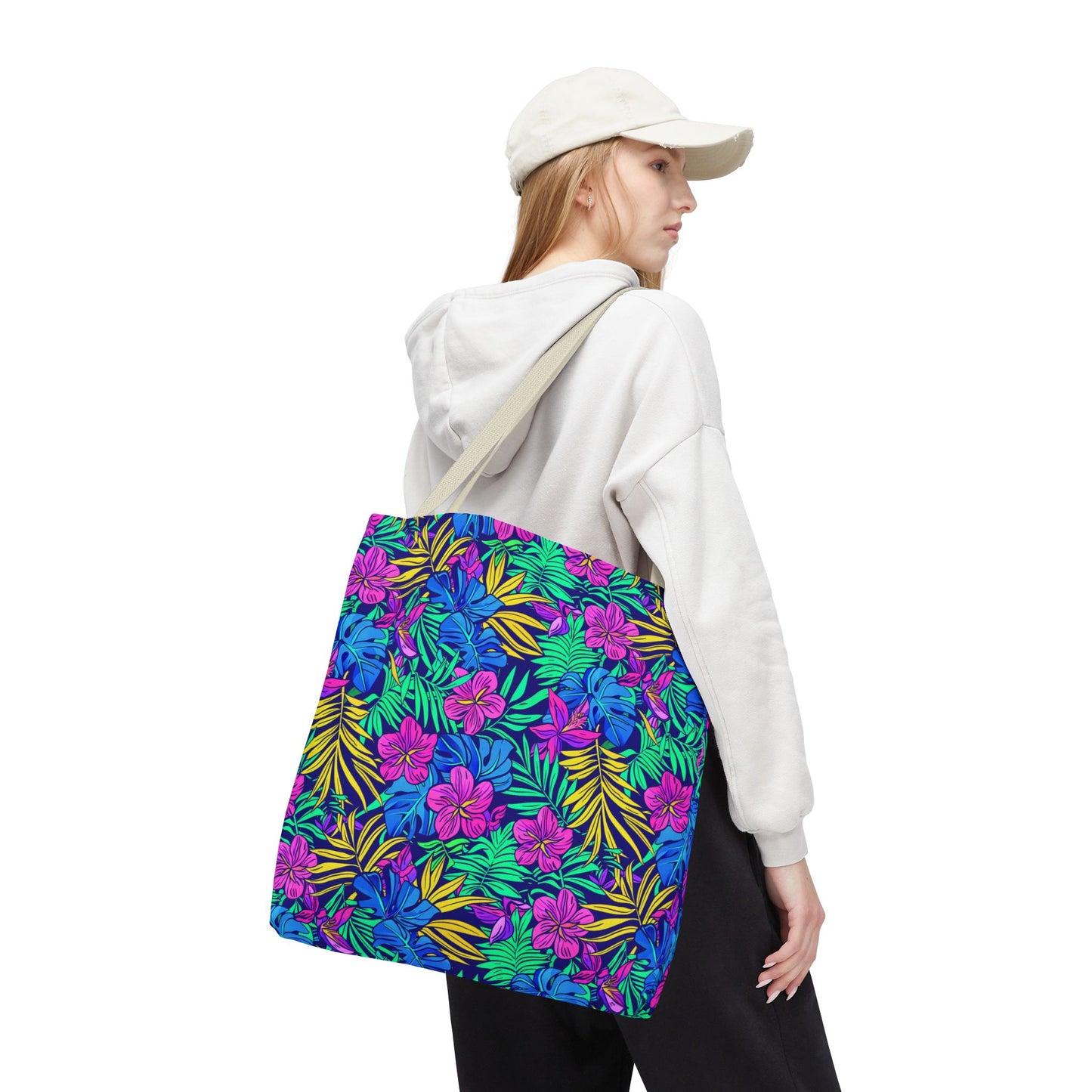 Tropical Floral Tote Bag, Beach Bag, Shopping Tote