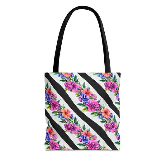 Floral Stripe Tote Bag,
