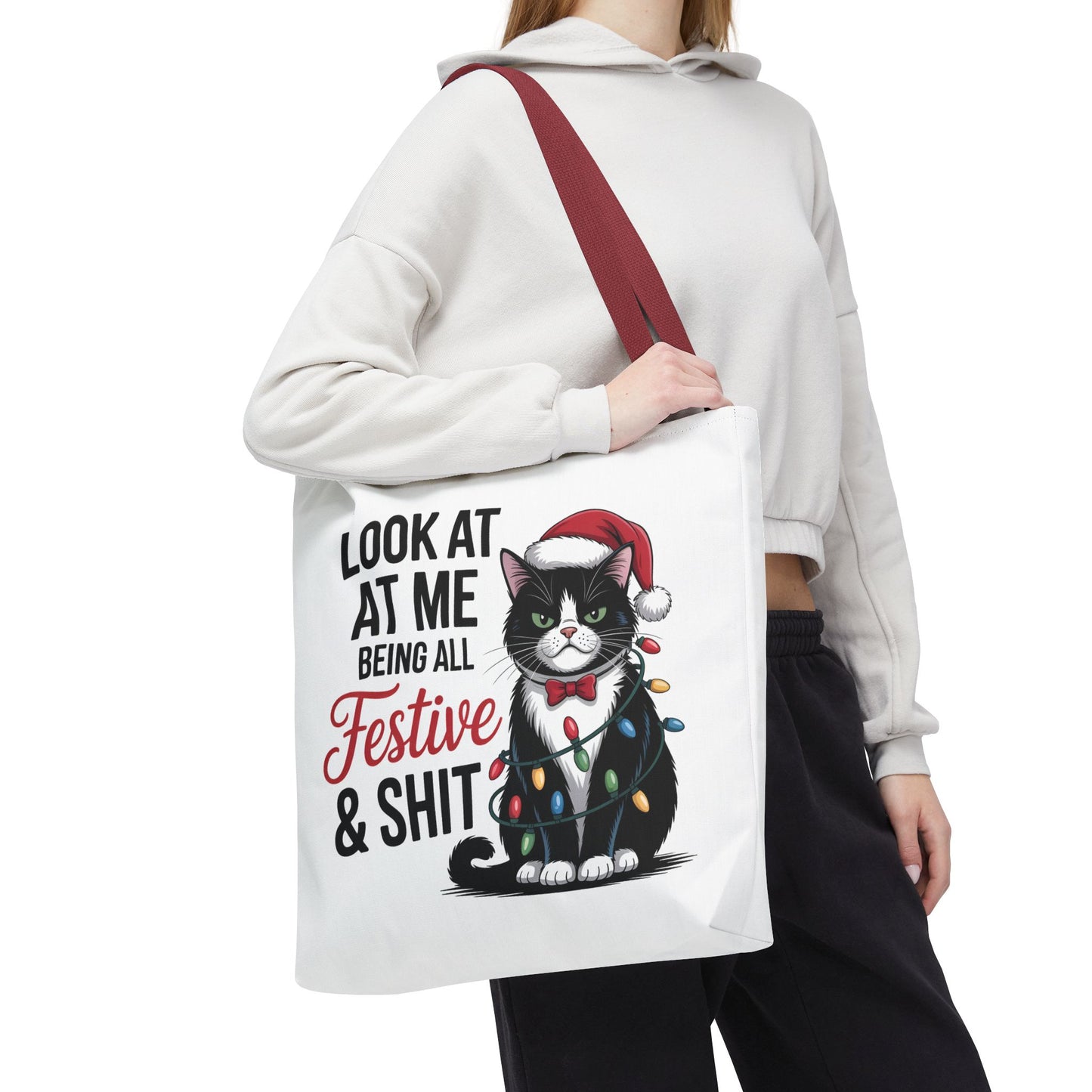 Funny Festive Cat Tote Bag