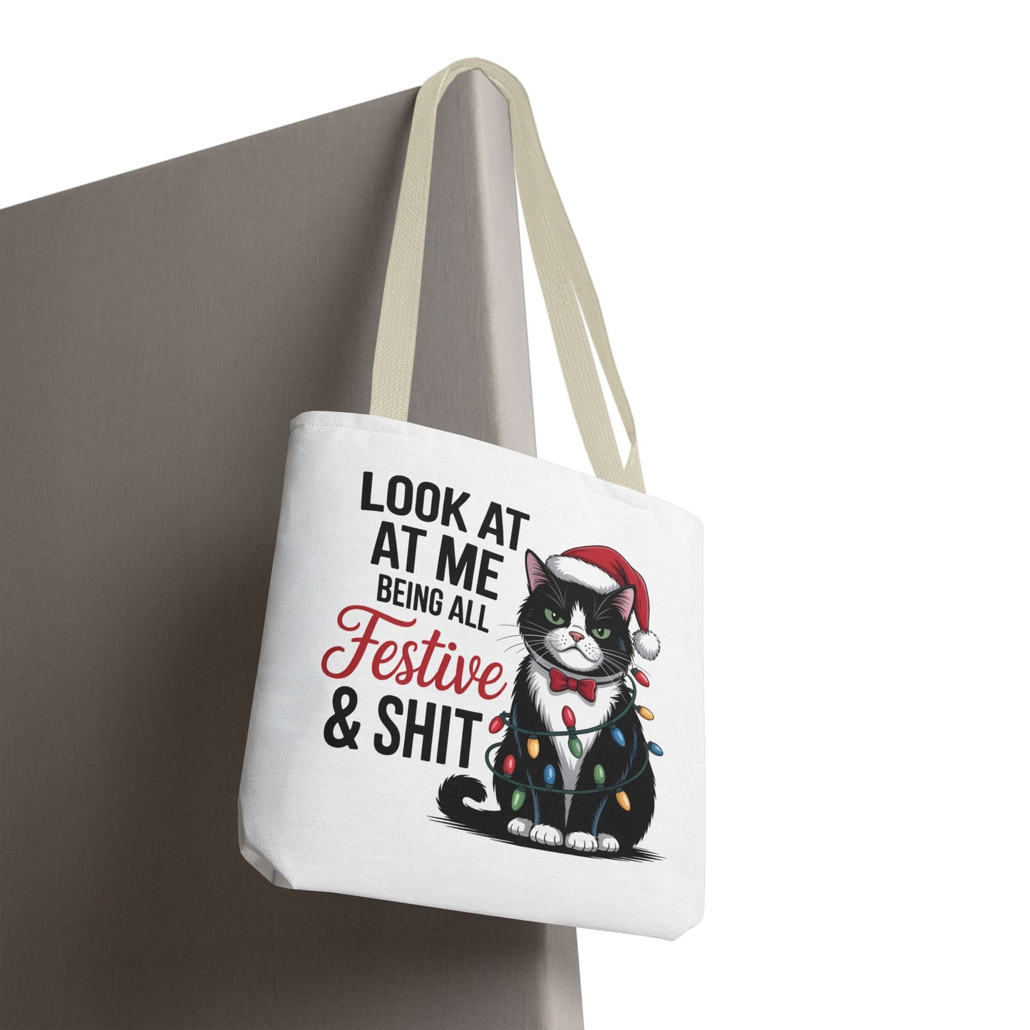 Funny Festive Cat Tote Bag