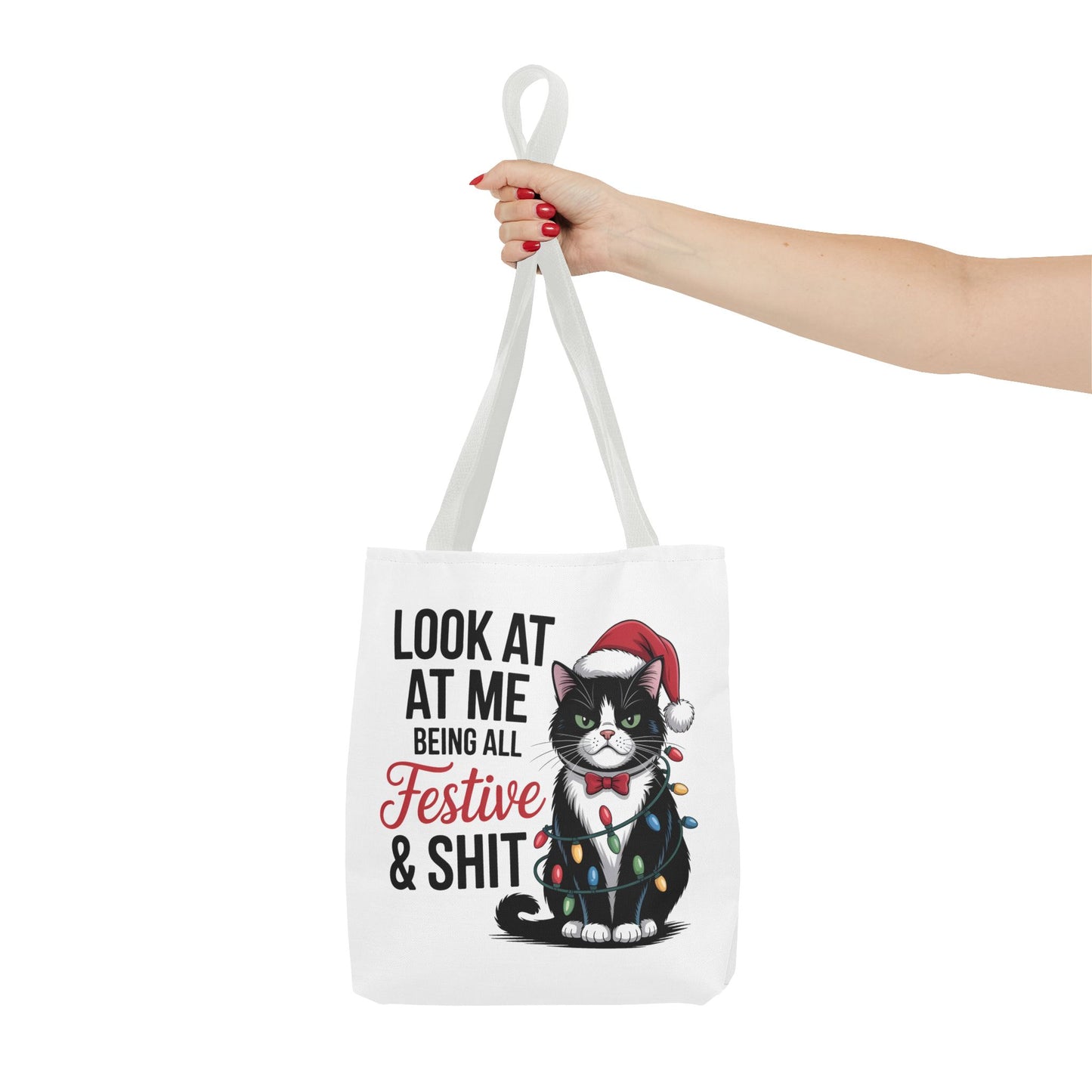 Funny Festive Cat Tote Bag