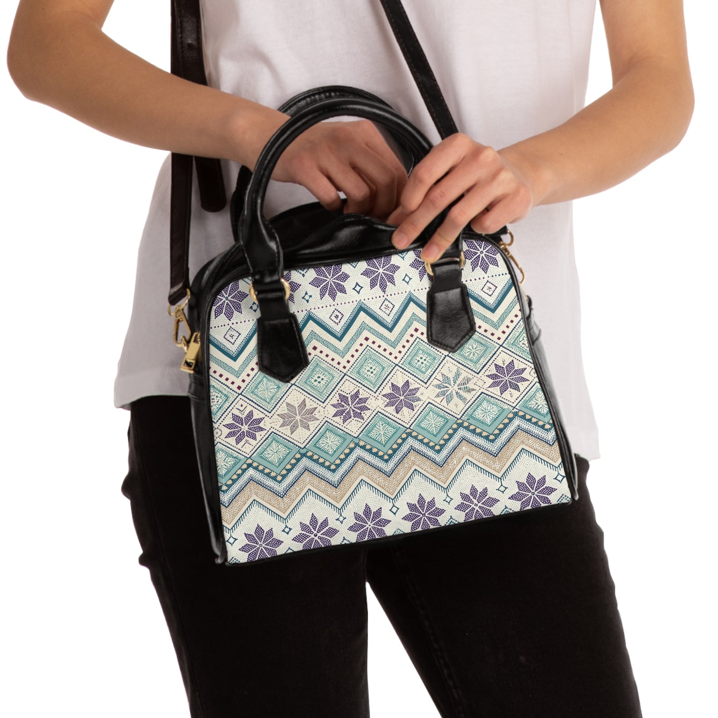 Nordic Chevron Shoulder Handbag