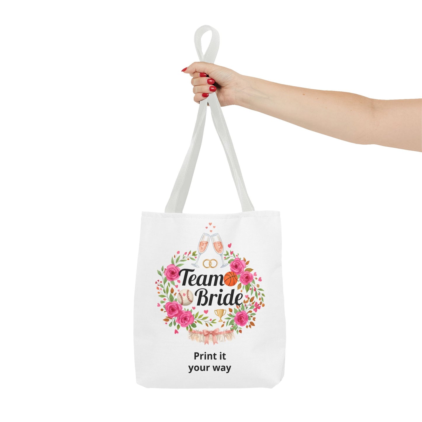 Team Bride Floral Personalized Tote Bag, Bachelorette Party Bridesmaid Gift