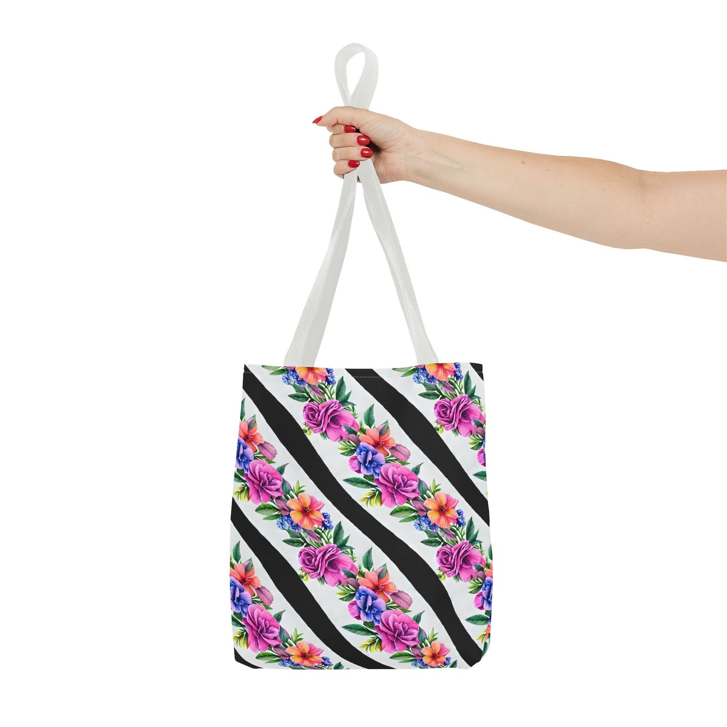 Floral Stripe Tote Bag,