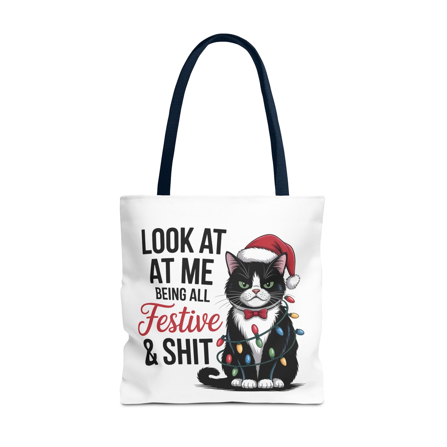 Funny Festive Cat Tote Bag