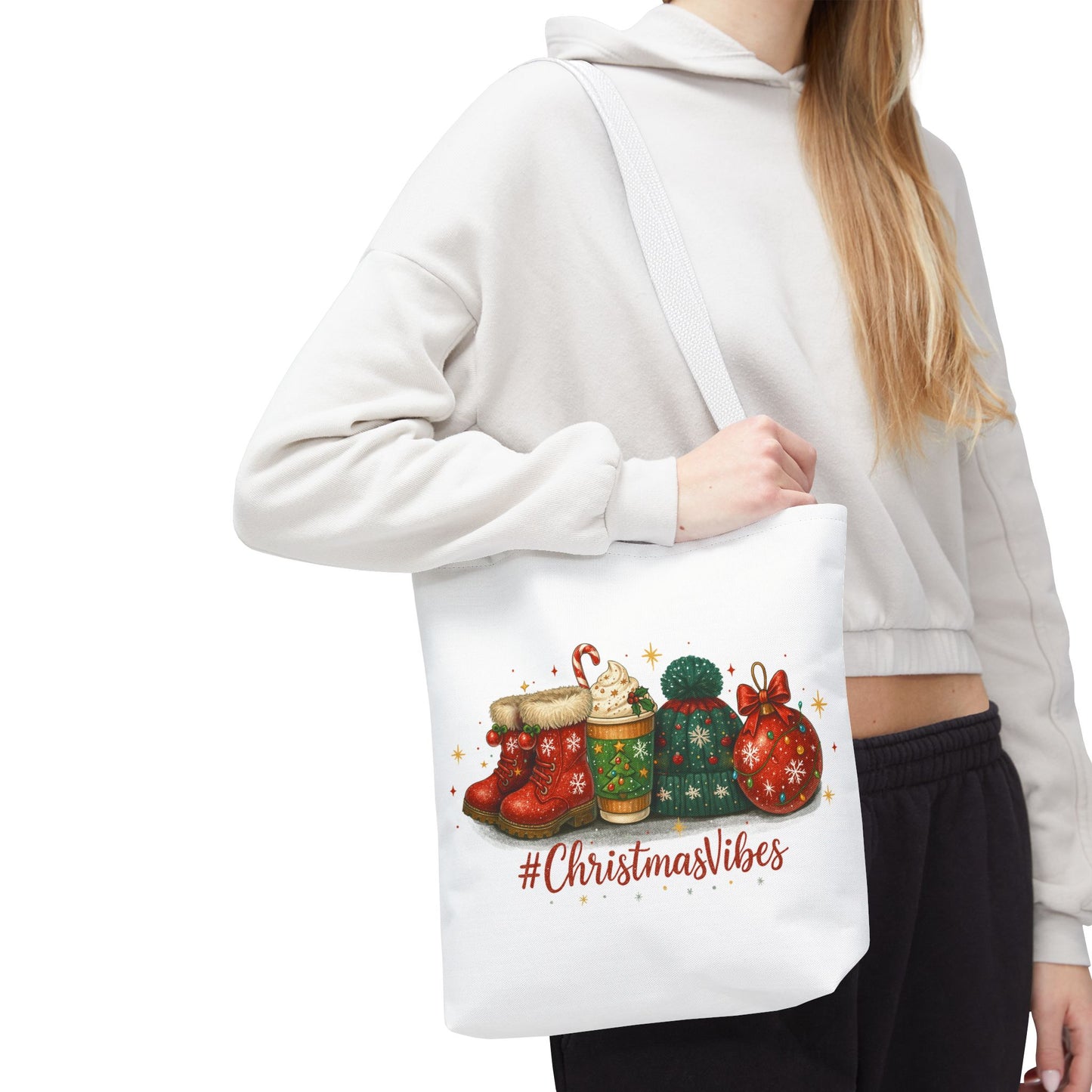 Christmas Vibes Tote Bag for Holiday Shopping