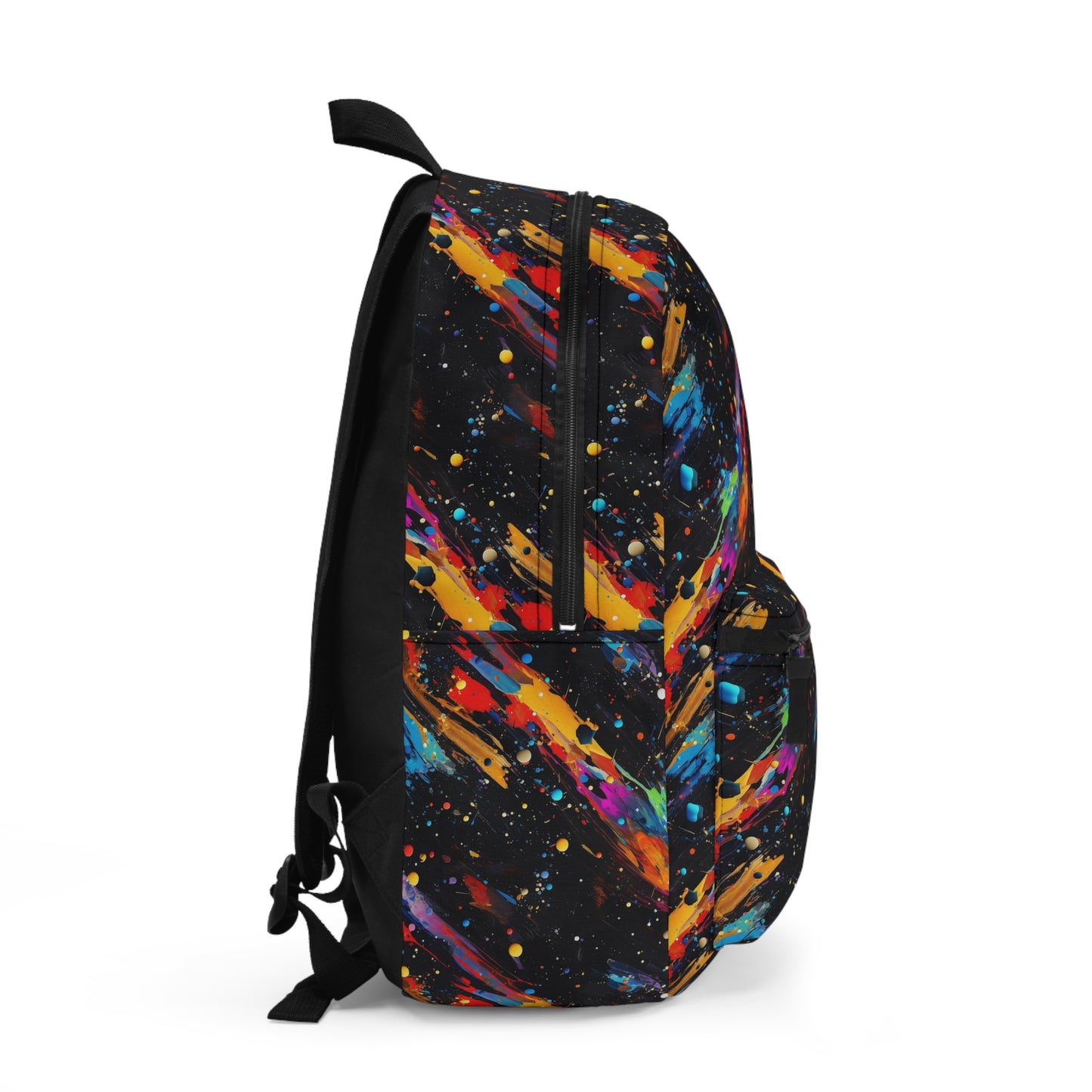 Colorful Galaxy Backpack on a Black Background