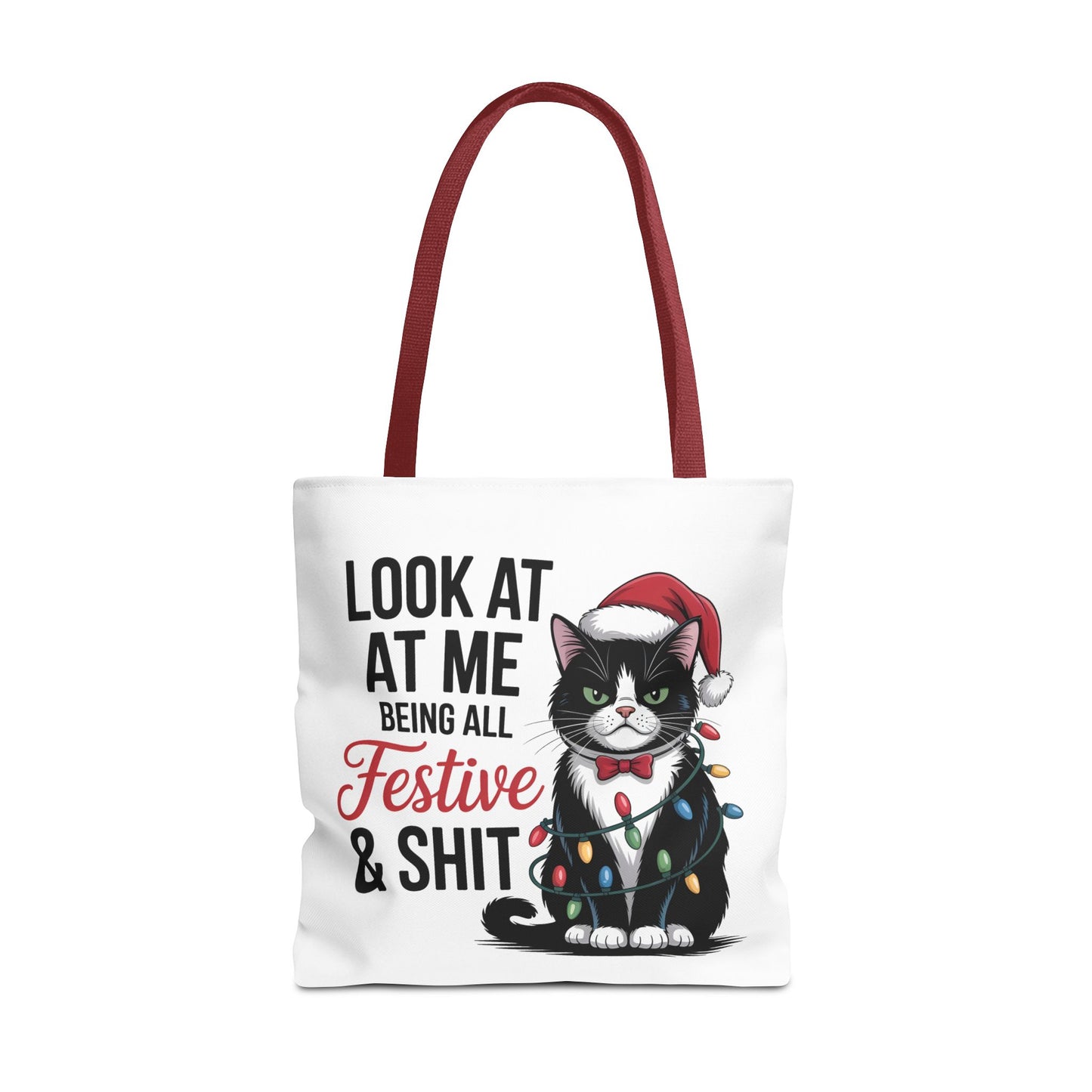 Funny Festive Cat Tote Bag