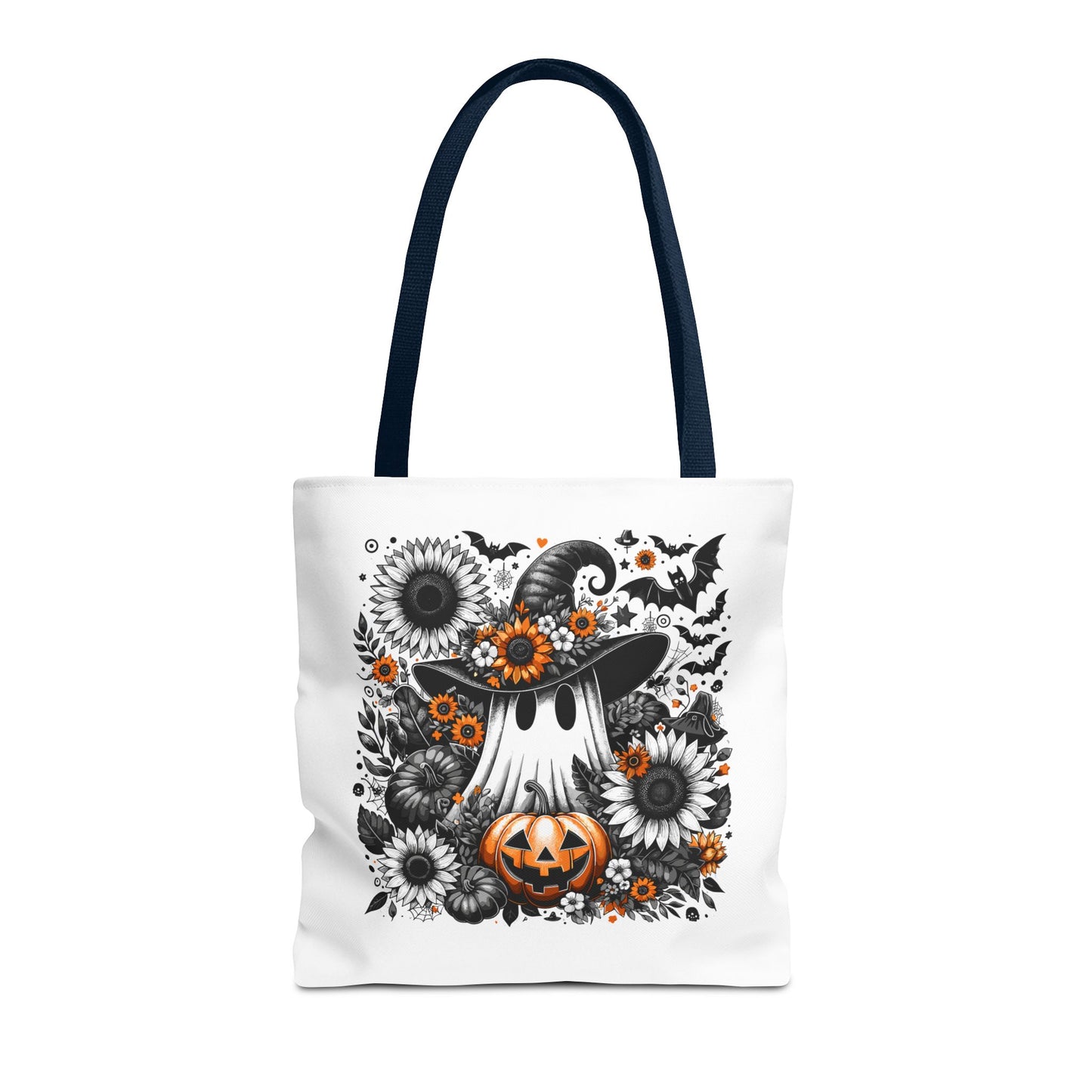 Whimsical Halloween Tote Bag, Pumpkin Ghost Design,