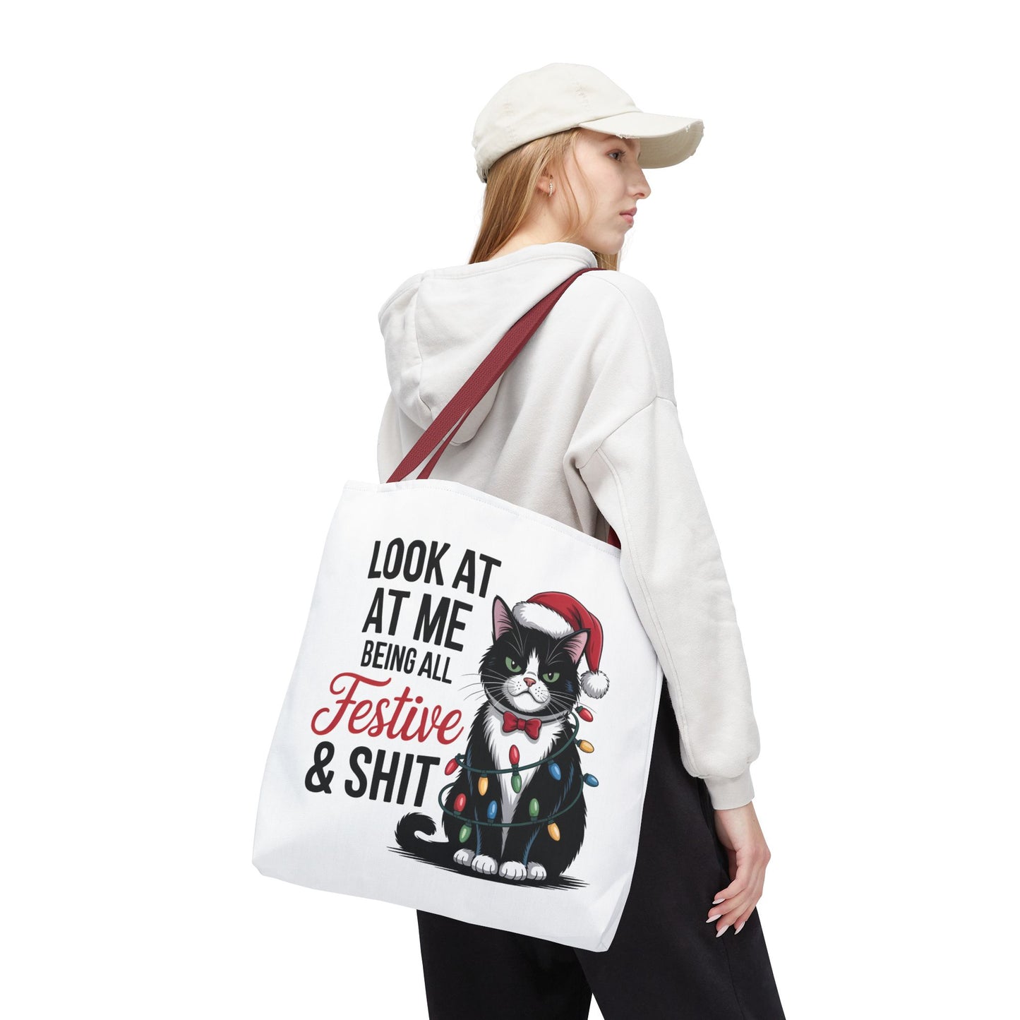 Funny Festive Cat Tote Bag