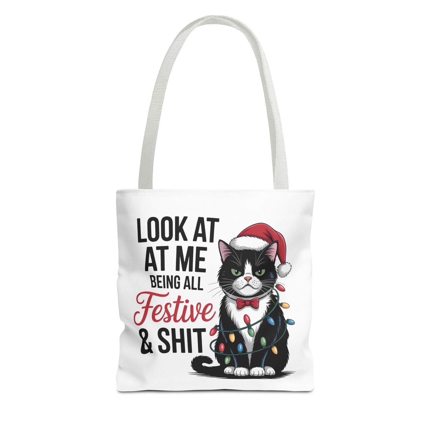 Funny Festive Cat Tote Bag