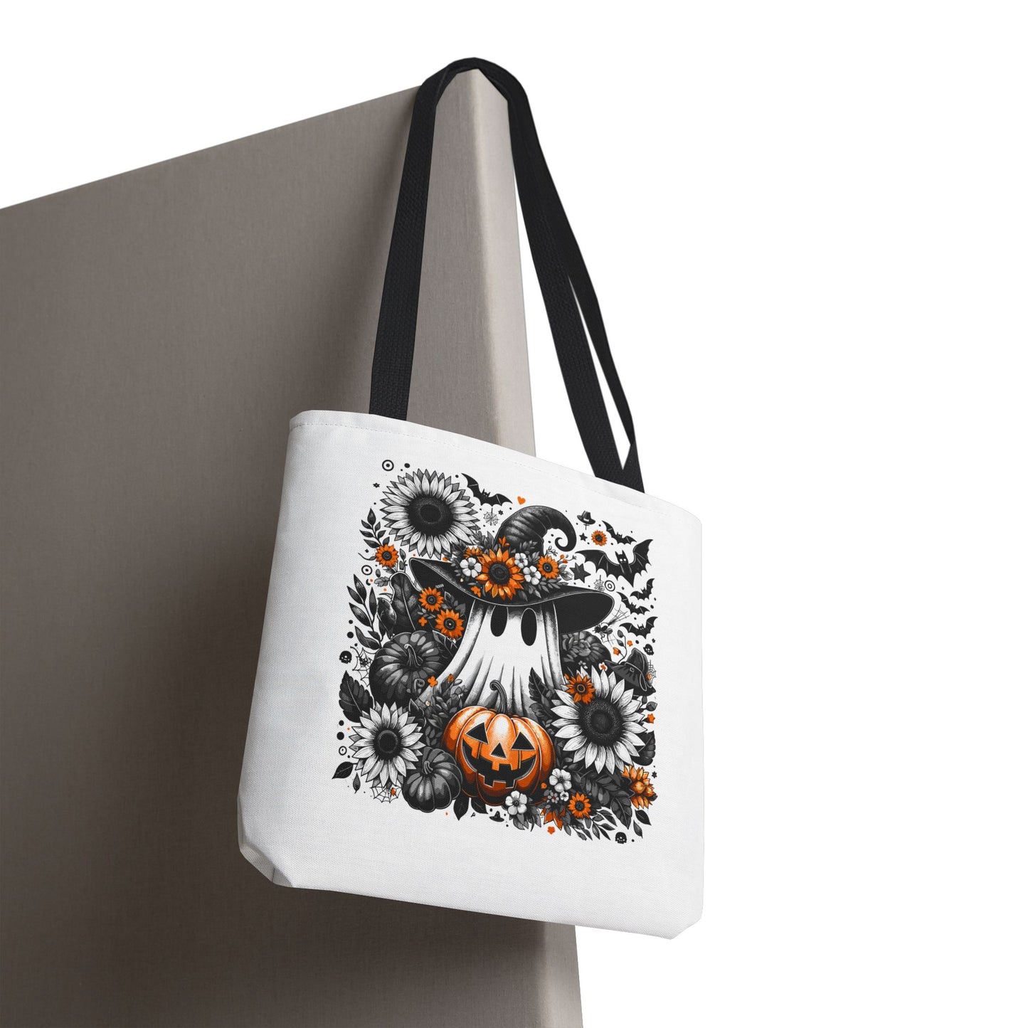 Whimsical Halloween Tote Bag, Pumpkin Ghost Design,
