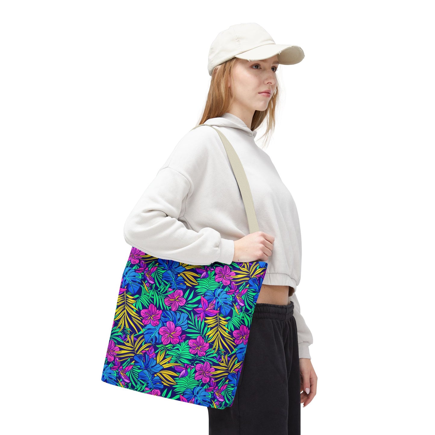 Tropical Floral Tote Bag, Beach Bag, Shopping Tote