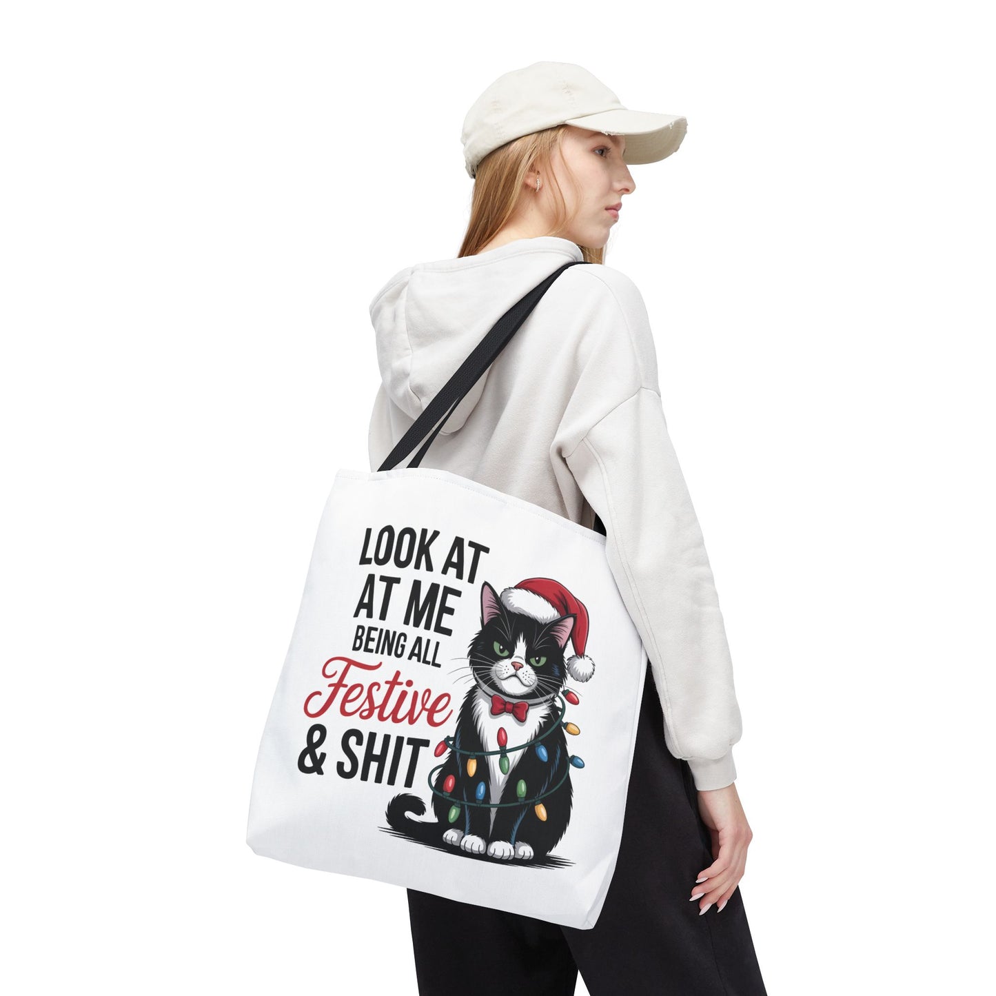 Funny Festive Cat Tote Bag