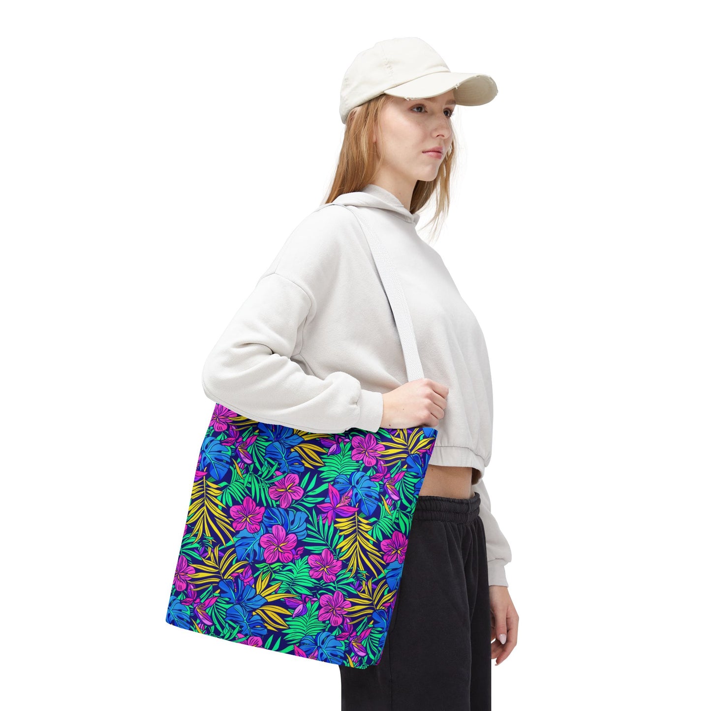 Tropical Floral Tote Bag, Beach Bag, Shopping Tote