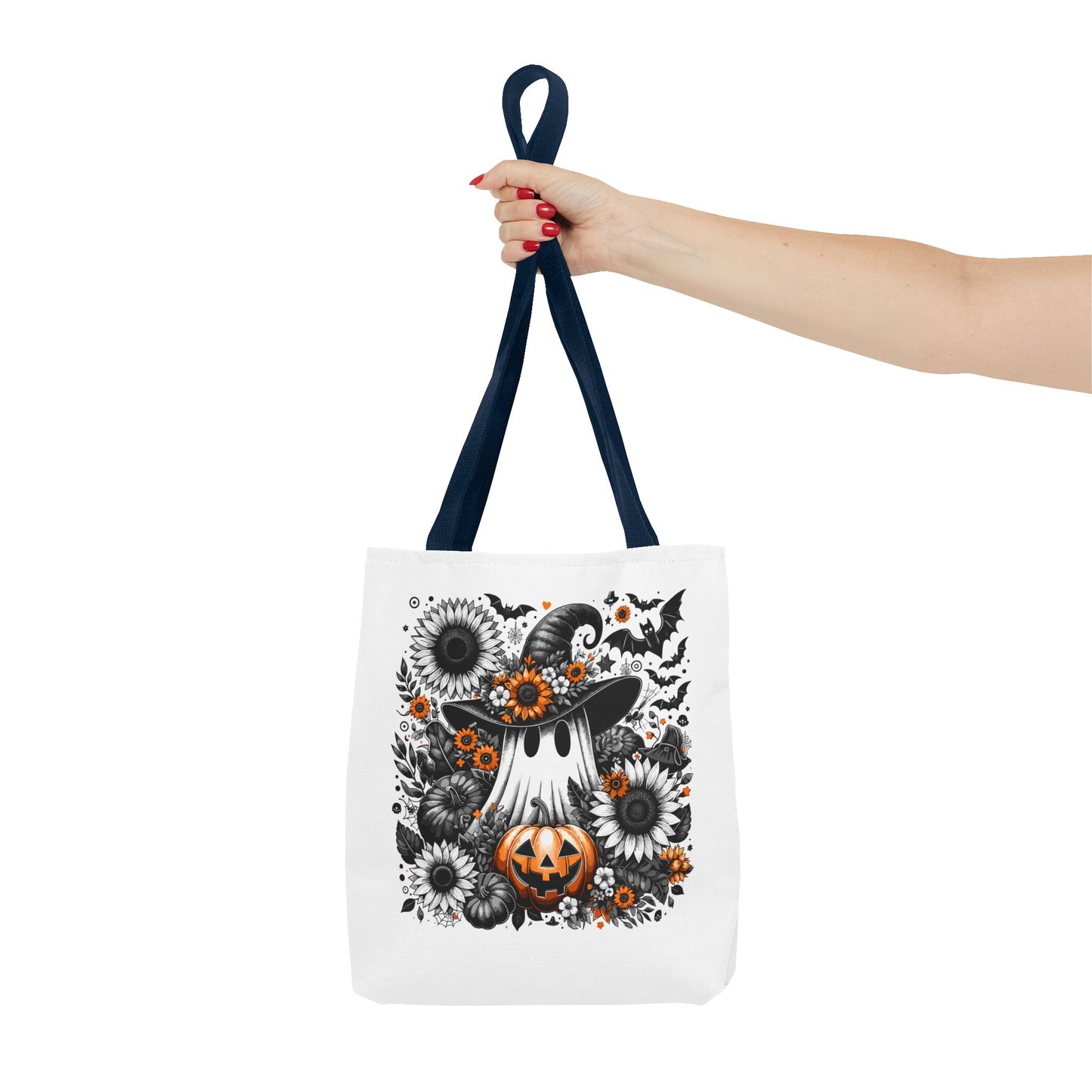 Whimsical Halloween Tote Bag, Pumpkin Ghost Design,