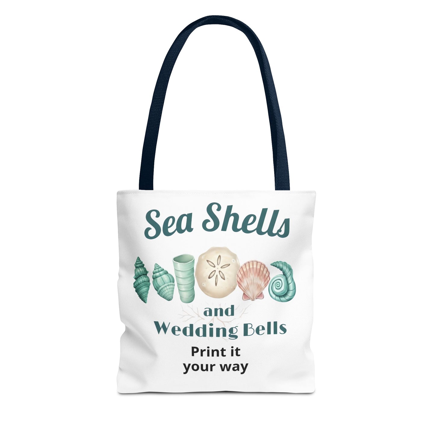 Personalized Sea Shells Tote Bag — 'Sea Shells and Wedding Bells' Beach Wedding Gift