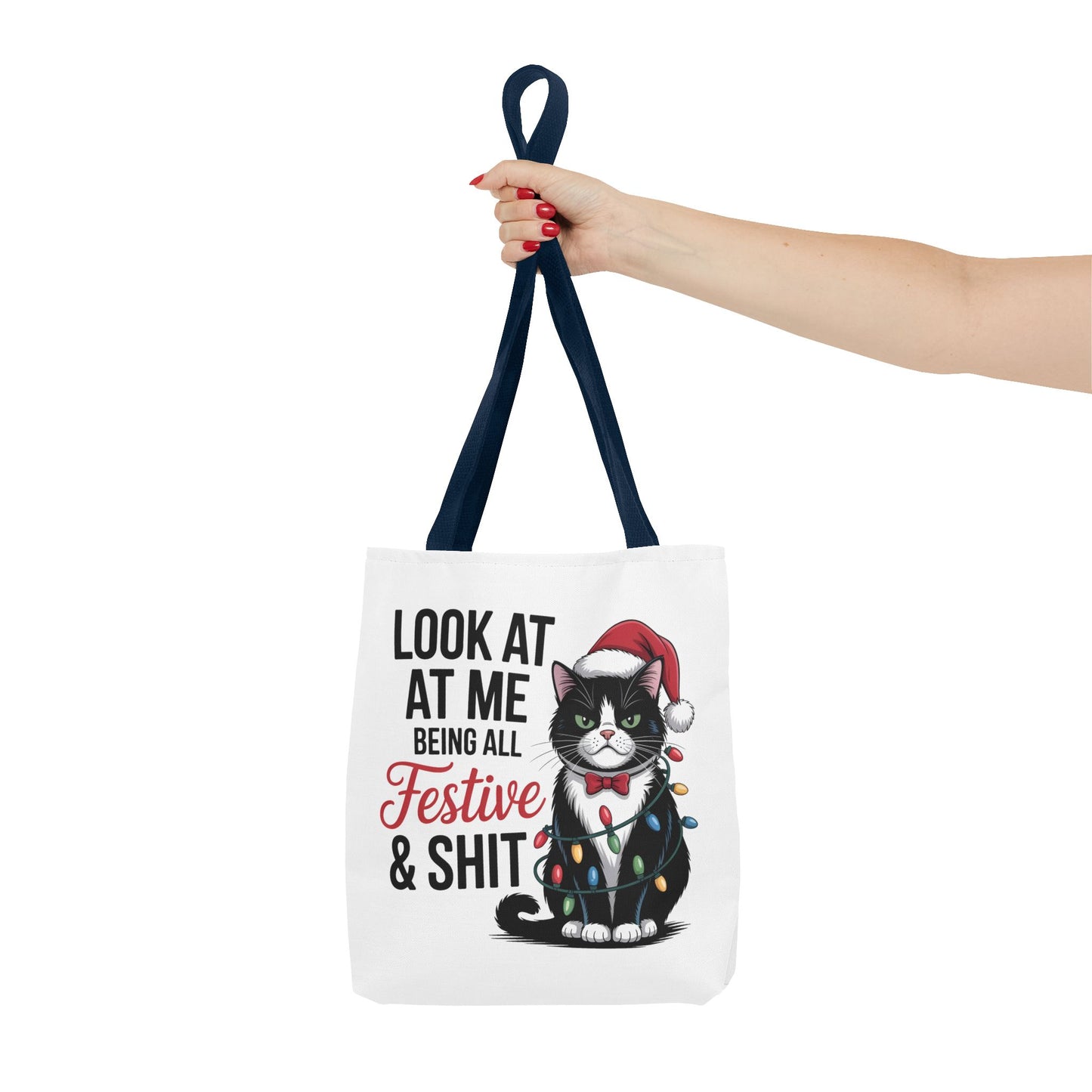 Funny Festive Cat Tote Bag