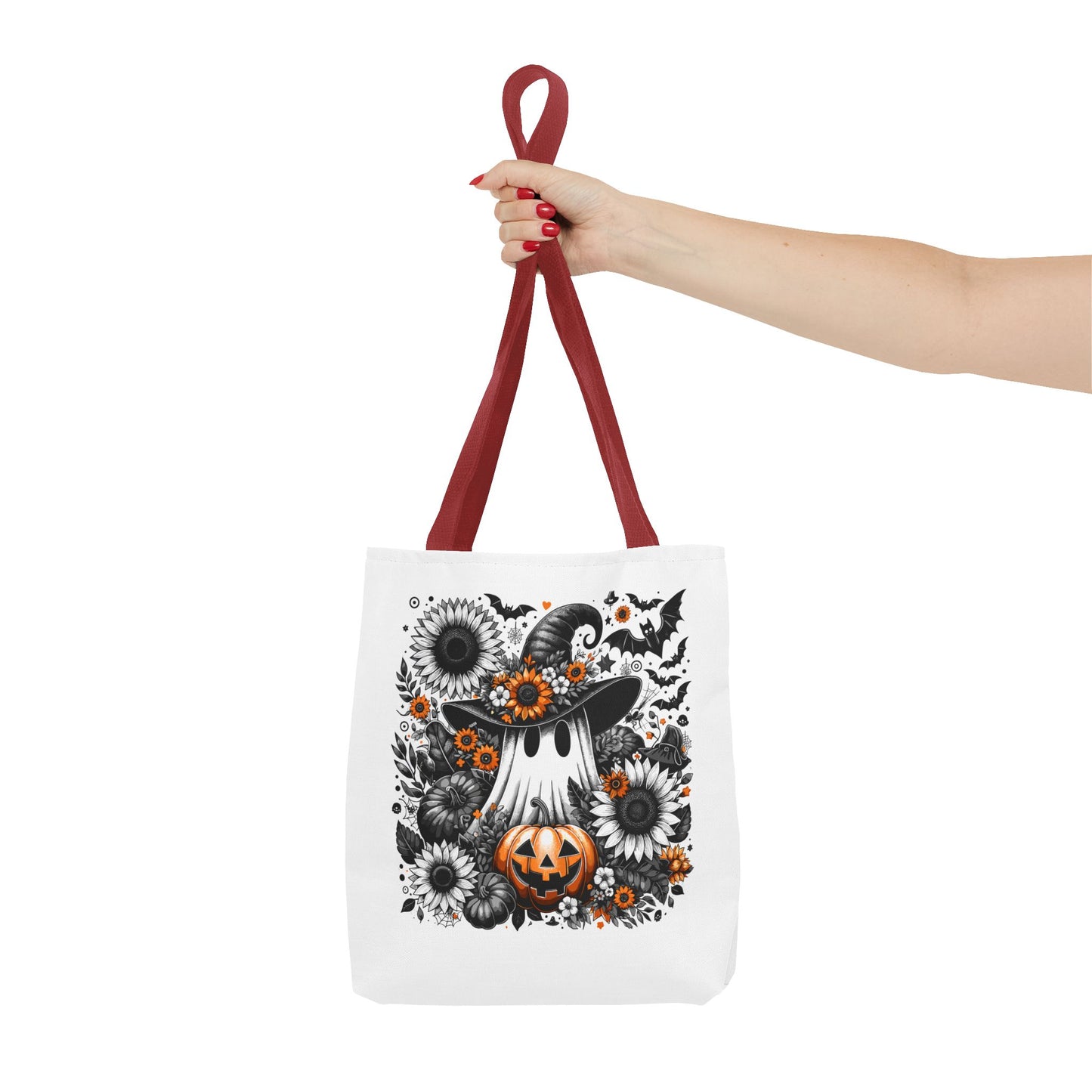Whimsical Halloween Tote Bag, Pumpkin Ghost Design,