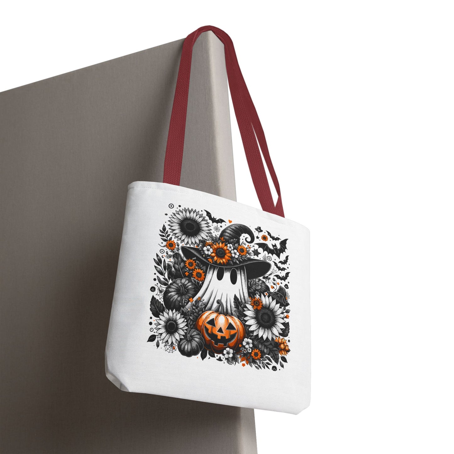 Whimsical Halloween Tote Bag, Pumpkin Ghost Design,