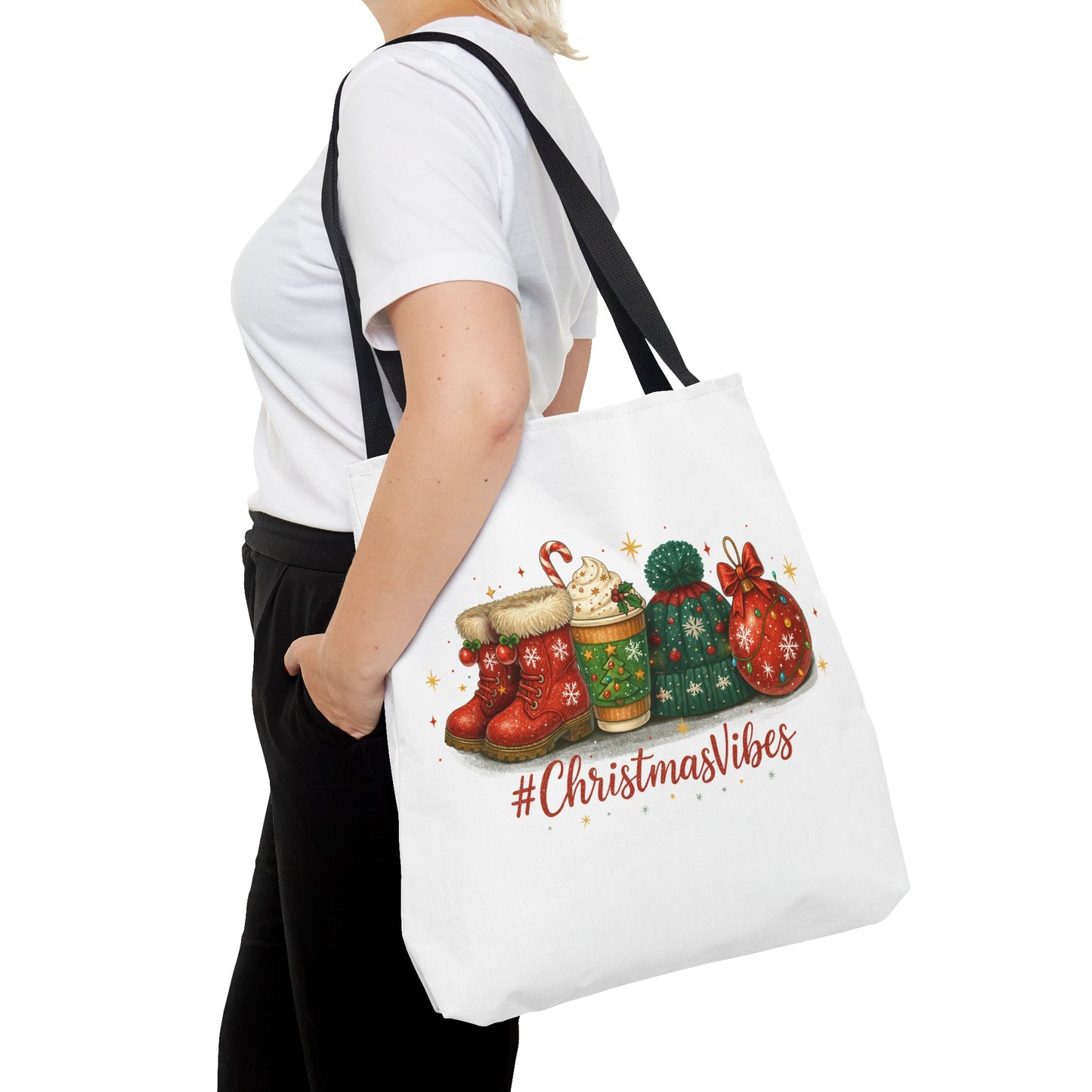 Christmas Vibes Tote Bag for Holiday Shopping