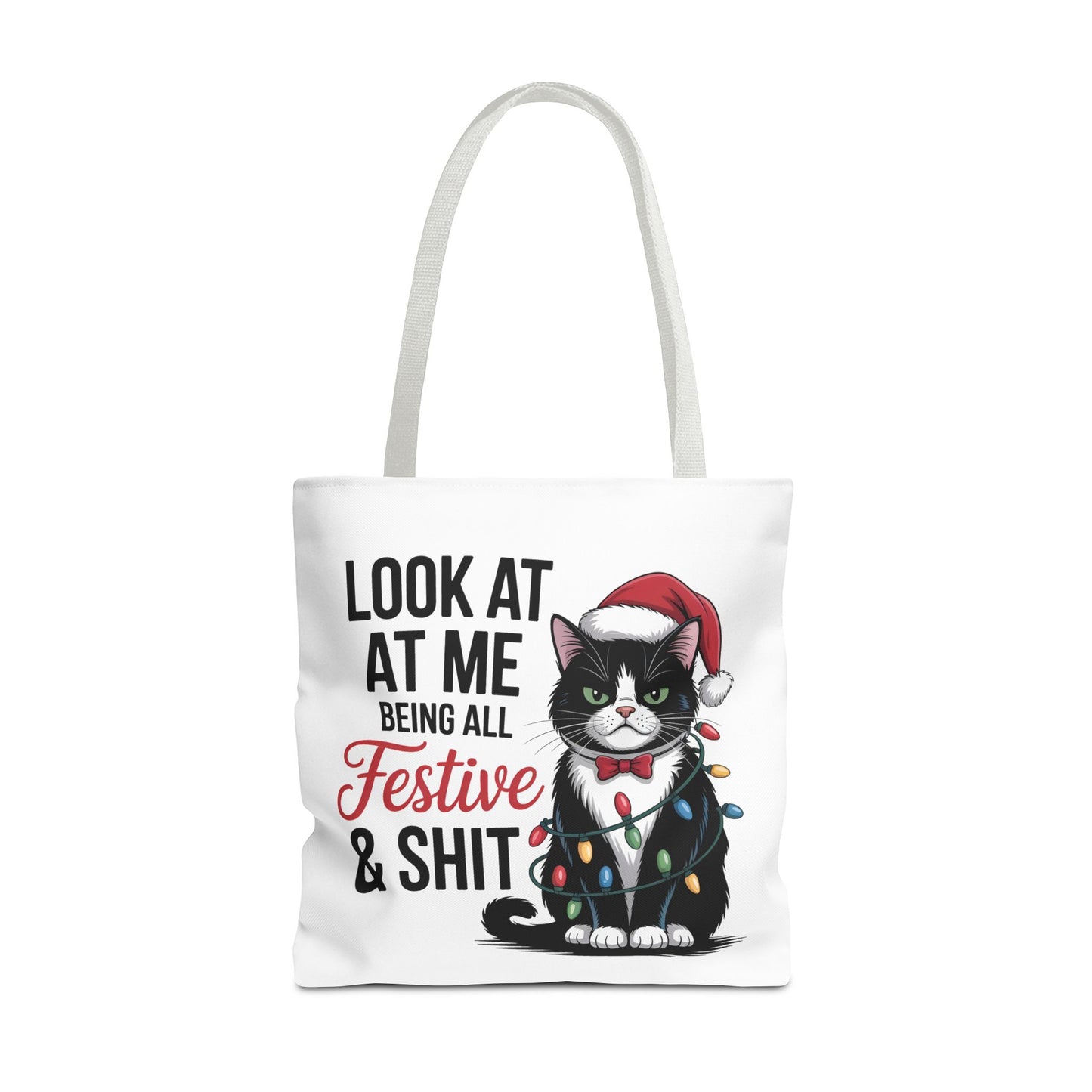 Funny Festive Cat Tote Bag