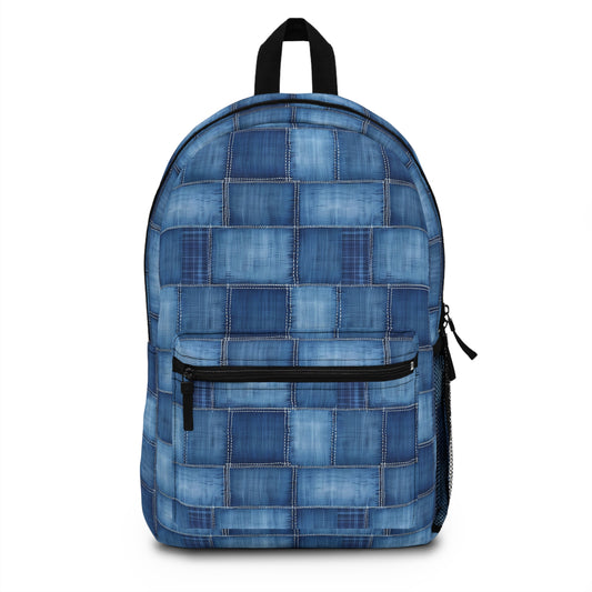 Denim Pattern Backpack, Perfect for Students & Adventurers