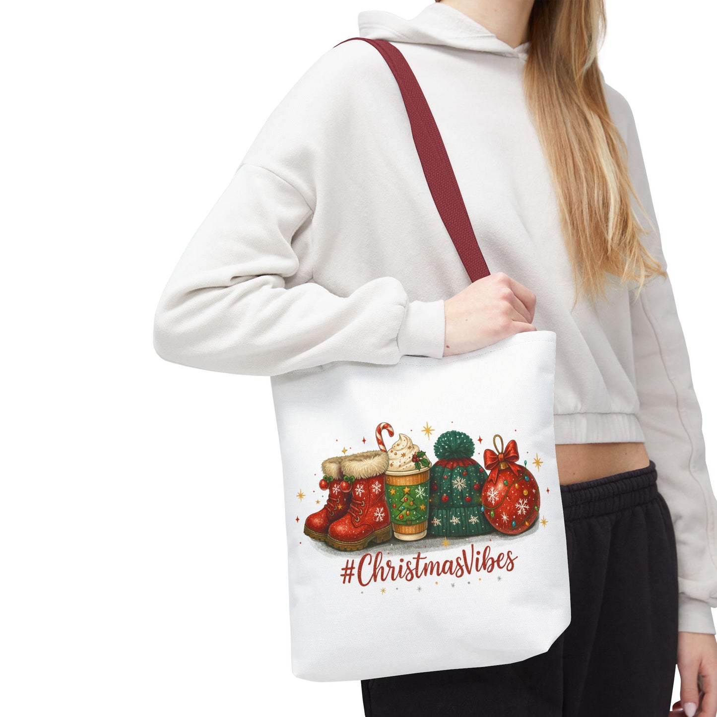 Christmas Vibes Tote Bag for Holiday Shopping