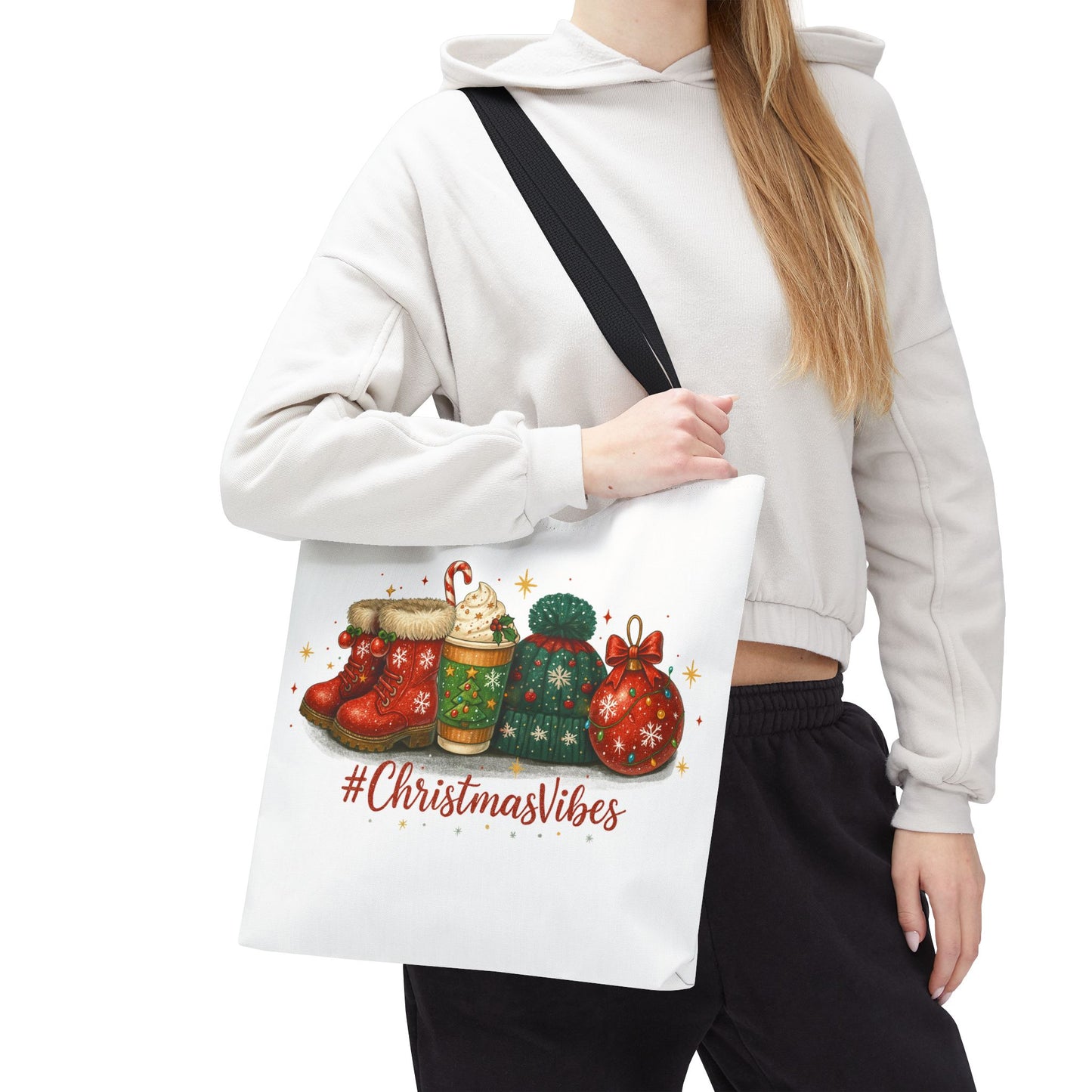 Christmas Vibes Tote Bag for Holiday Shopping