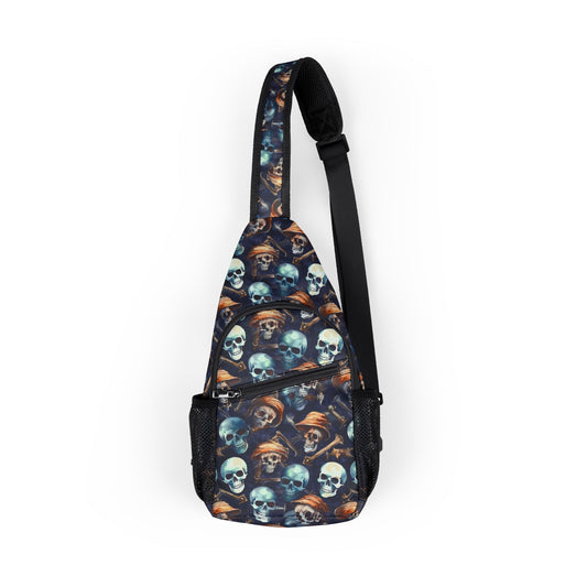 Skull Pattern Chest Bag, Edgy Accessory for Alternative Fashion