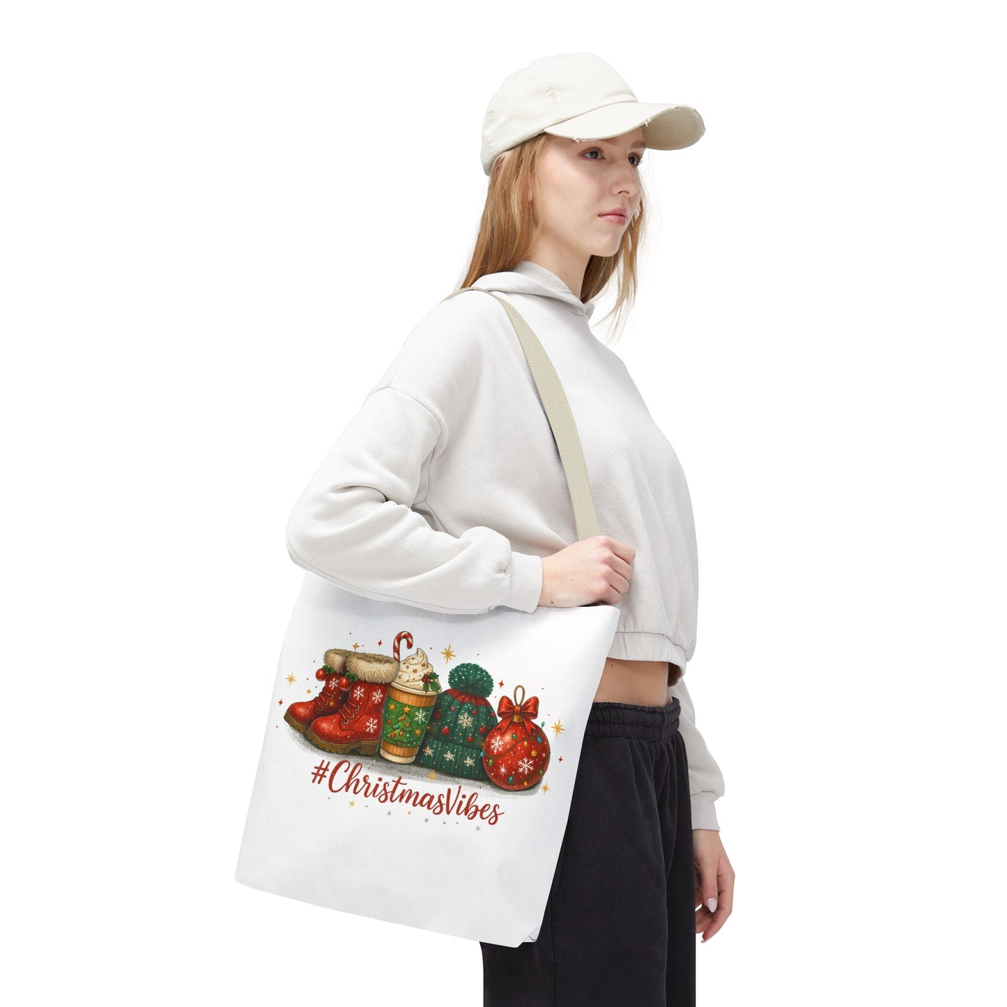 Christmas Vibes Tote Bag for Holiday Shopping