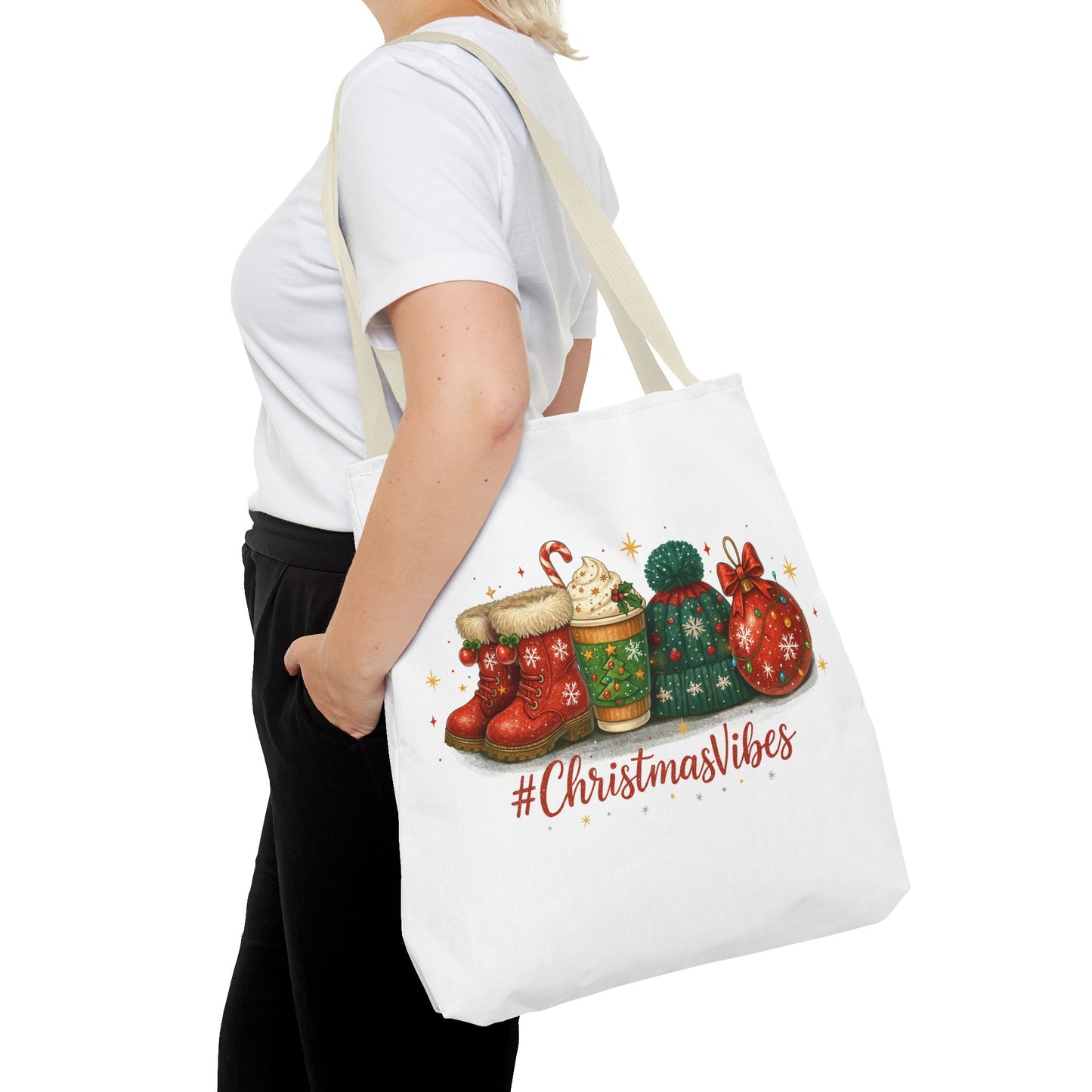 Christmas Vibes Tote Bag for Holiday Shopping