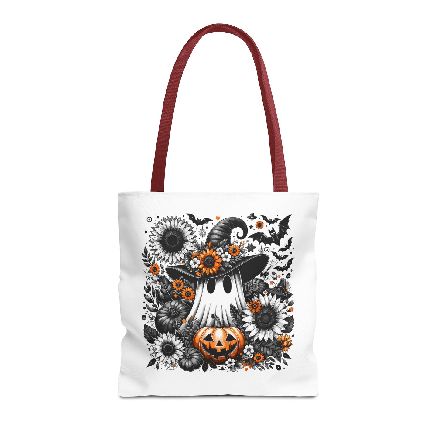 Whimsical Halloween Tote Bag, Pumpkin Ghost Design,
