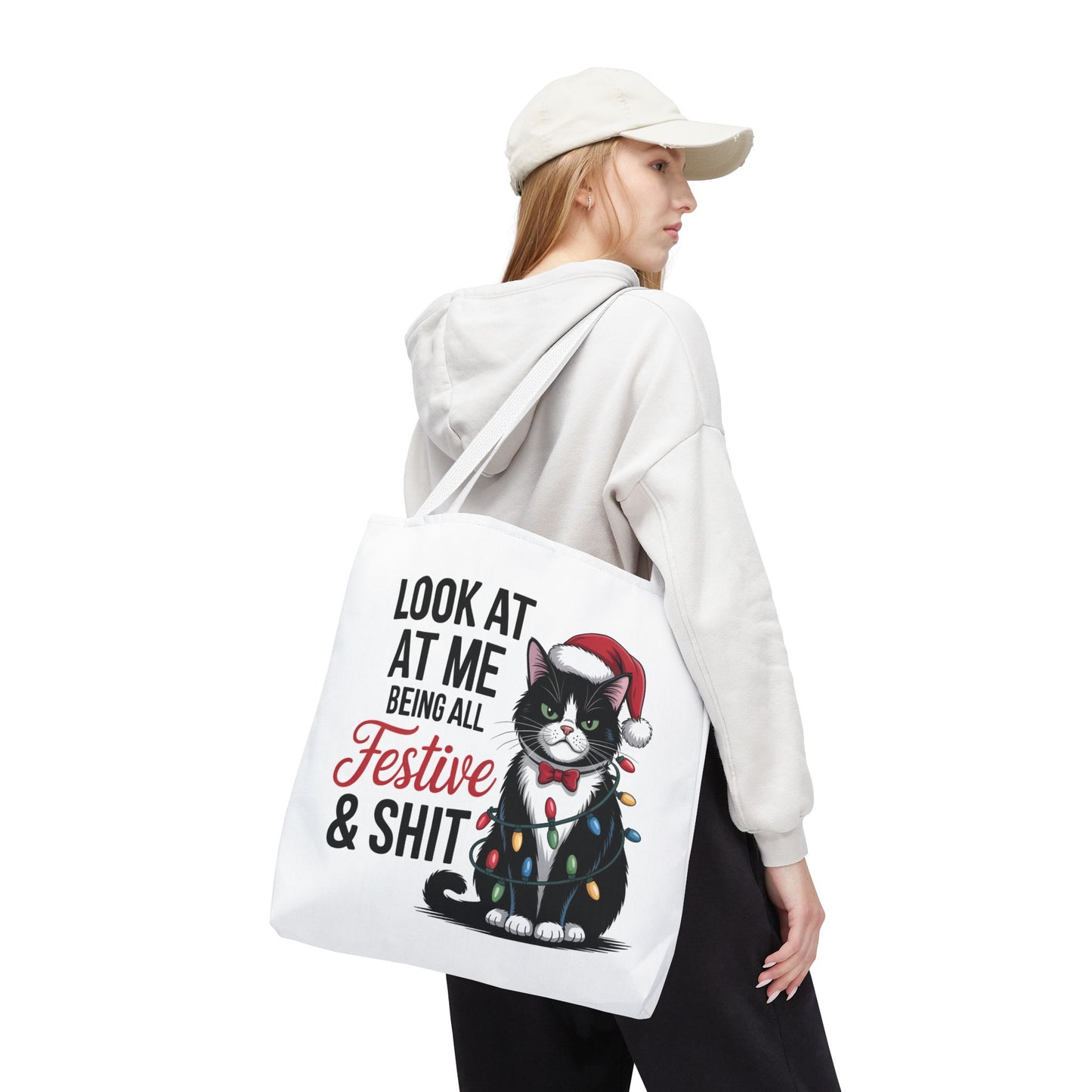 Funny Festive Cat Tote Bag