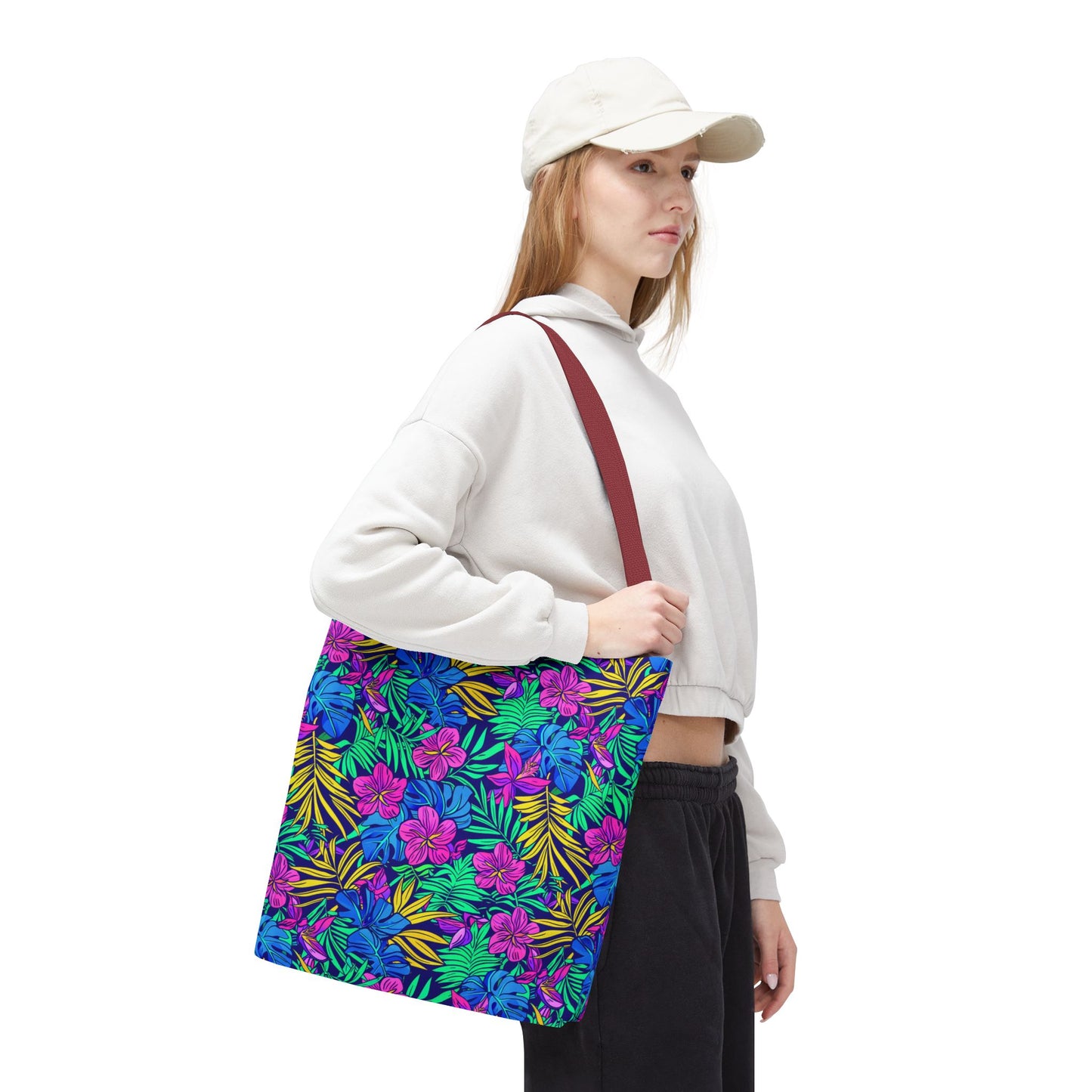 Tropical Floral Tote Bag, Beach Bag, Shopping Tote