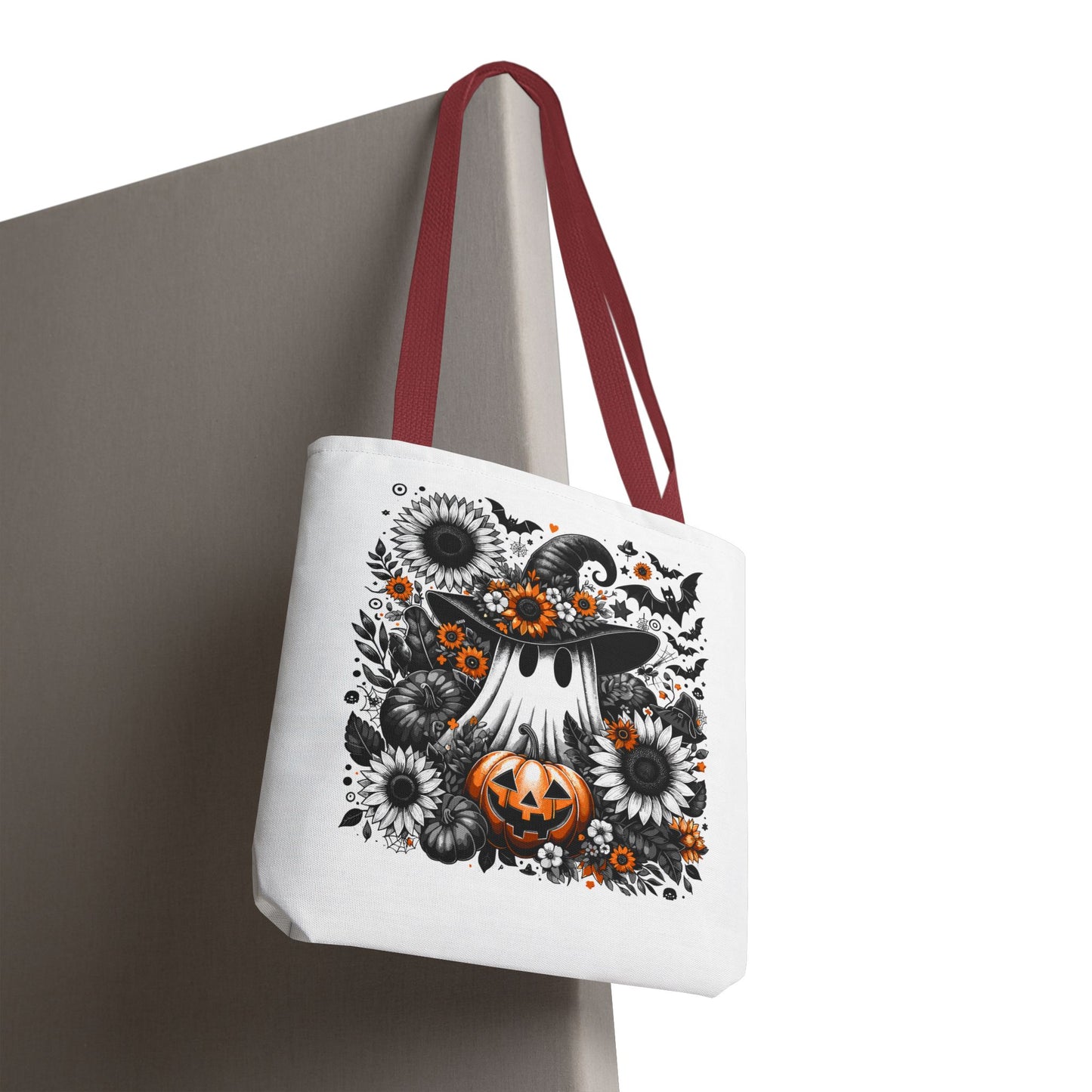Whimsical Halloween Tote Bag, Pumpkin Ghost Design,