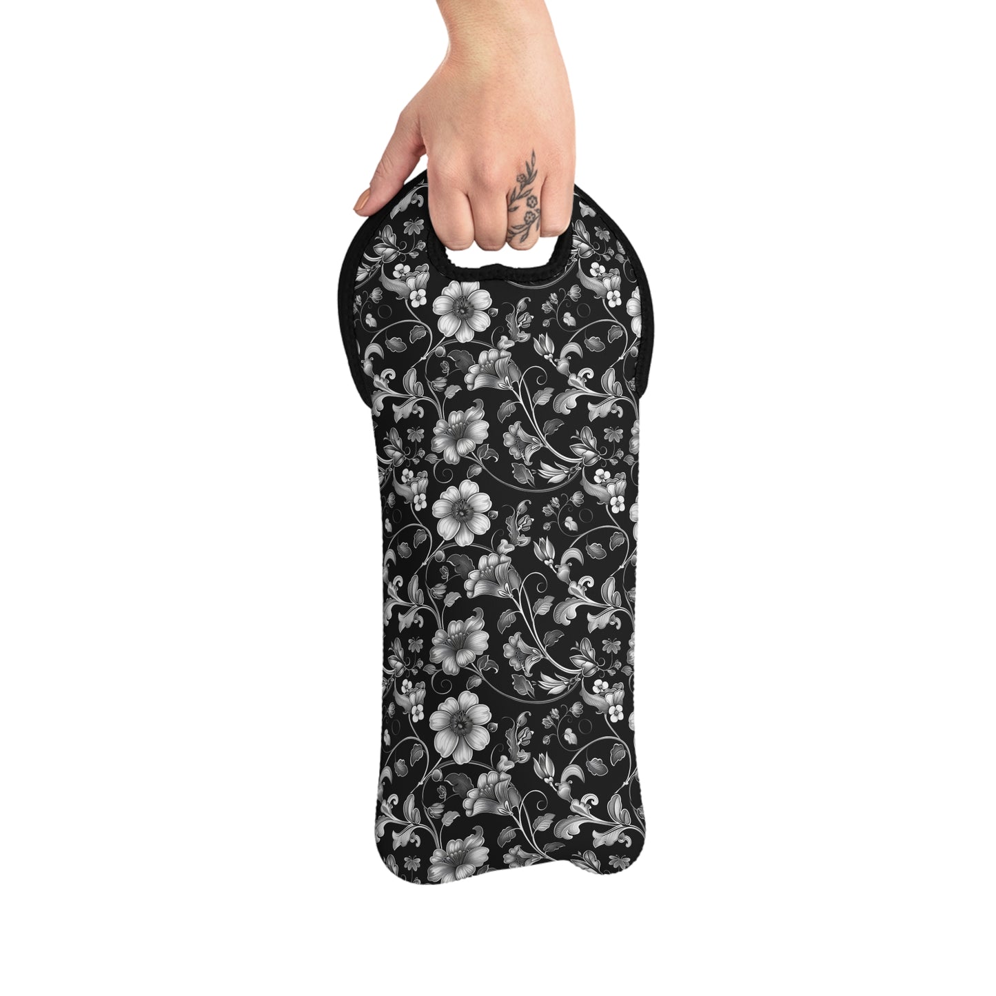 Elegant Floral Wine Tote Bag, Perfect for Picnics,  Wine Lovers