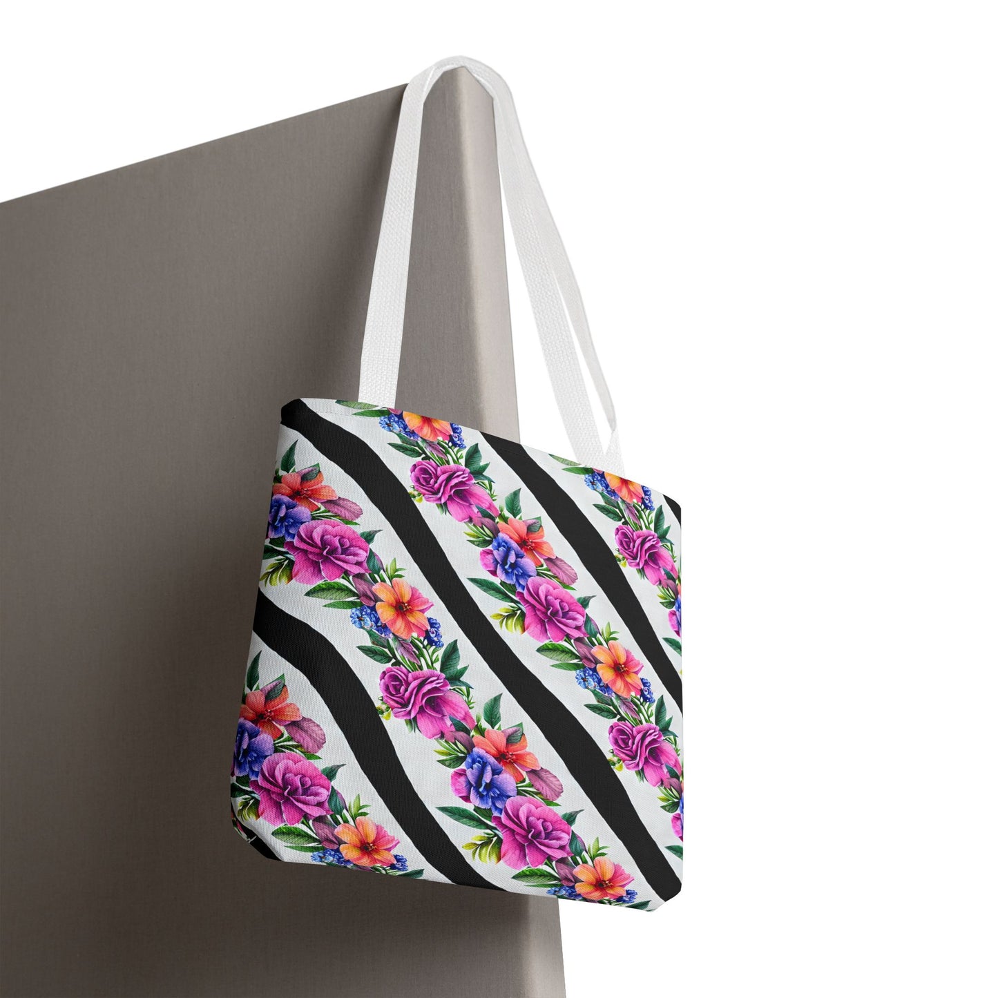 Floral Stripe Tote Bag,