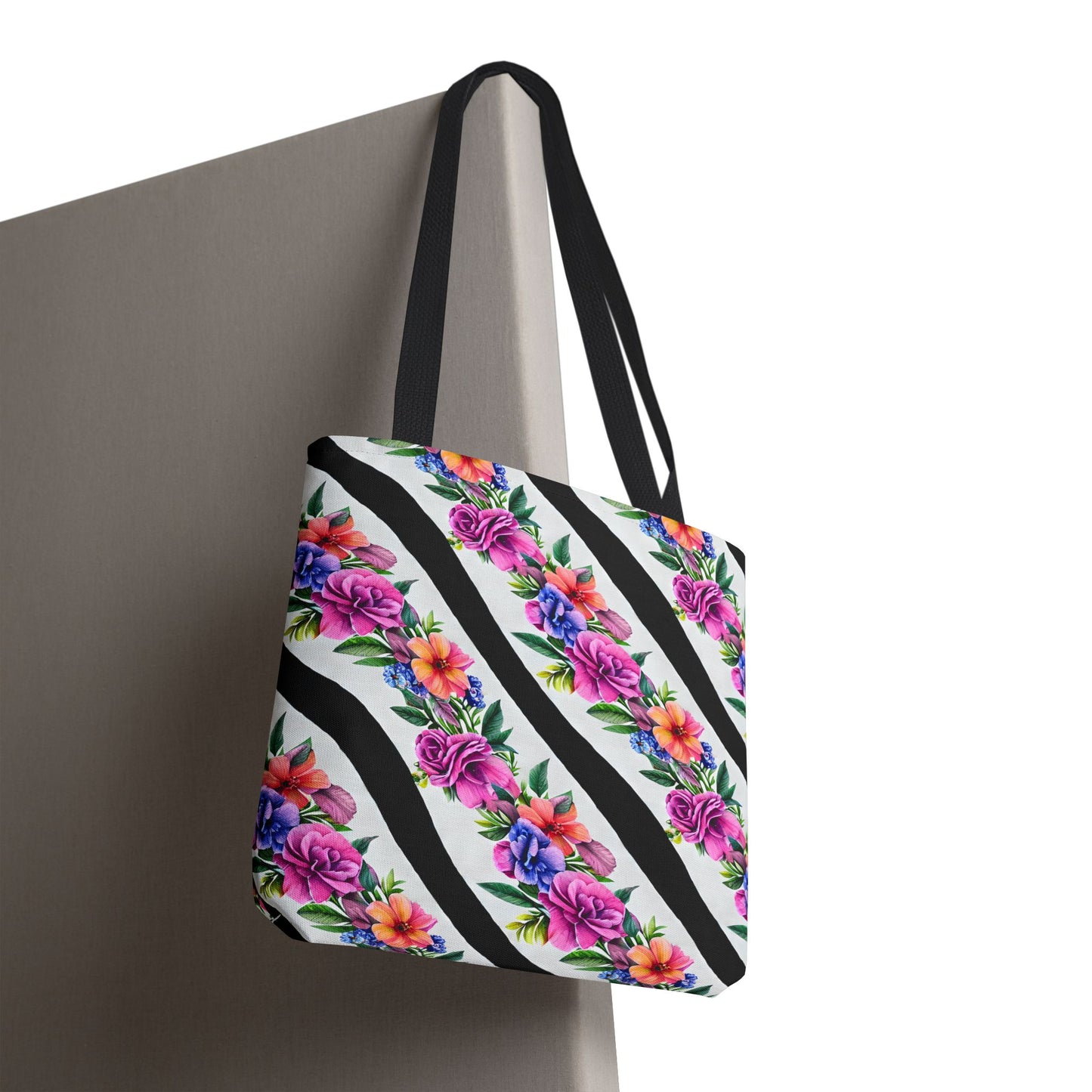 Floral Stripe Tote Bag,